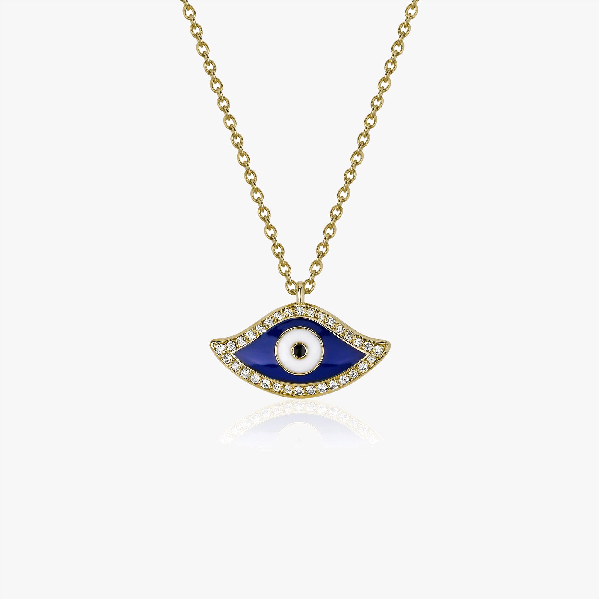Traditional Diamond Evil Eye Necklace Available in 14K and 18K Gold