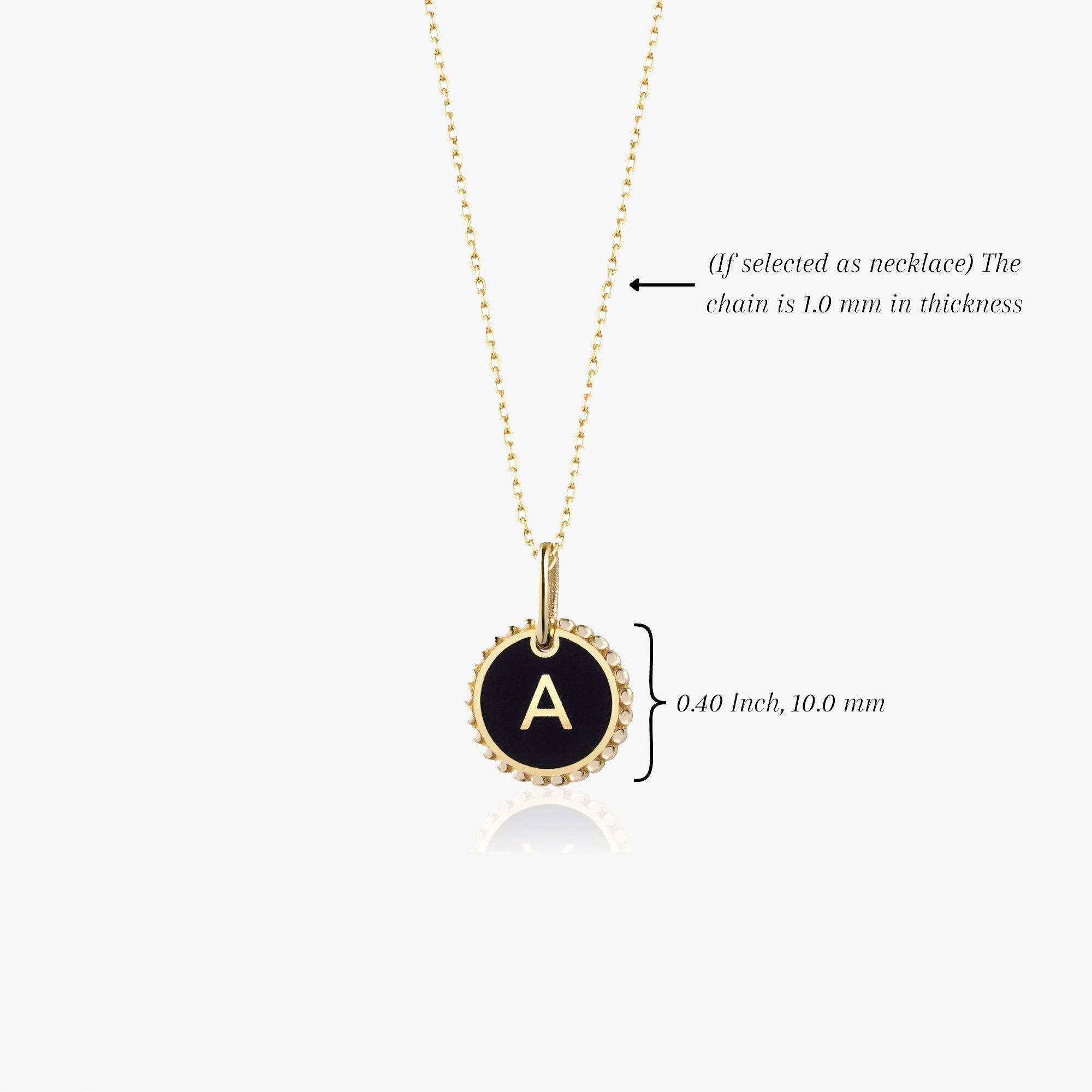 Enamel Initial Necklace in 14K Gold