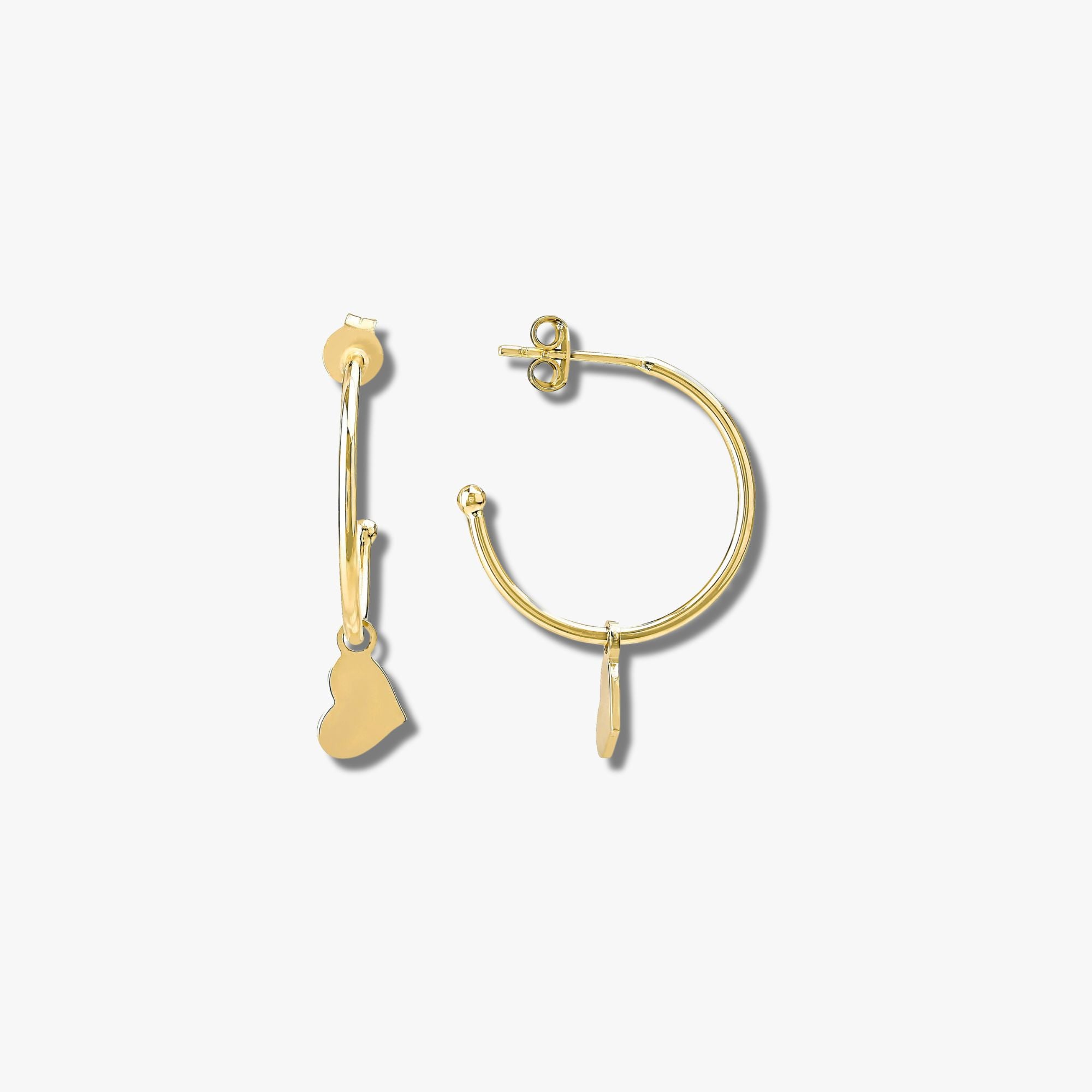 Floating Heart Earrings in 14K Gold