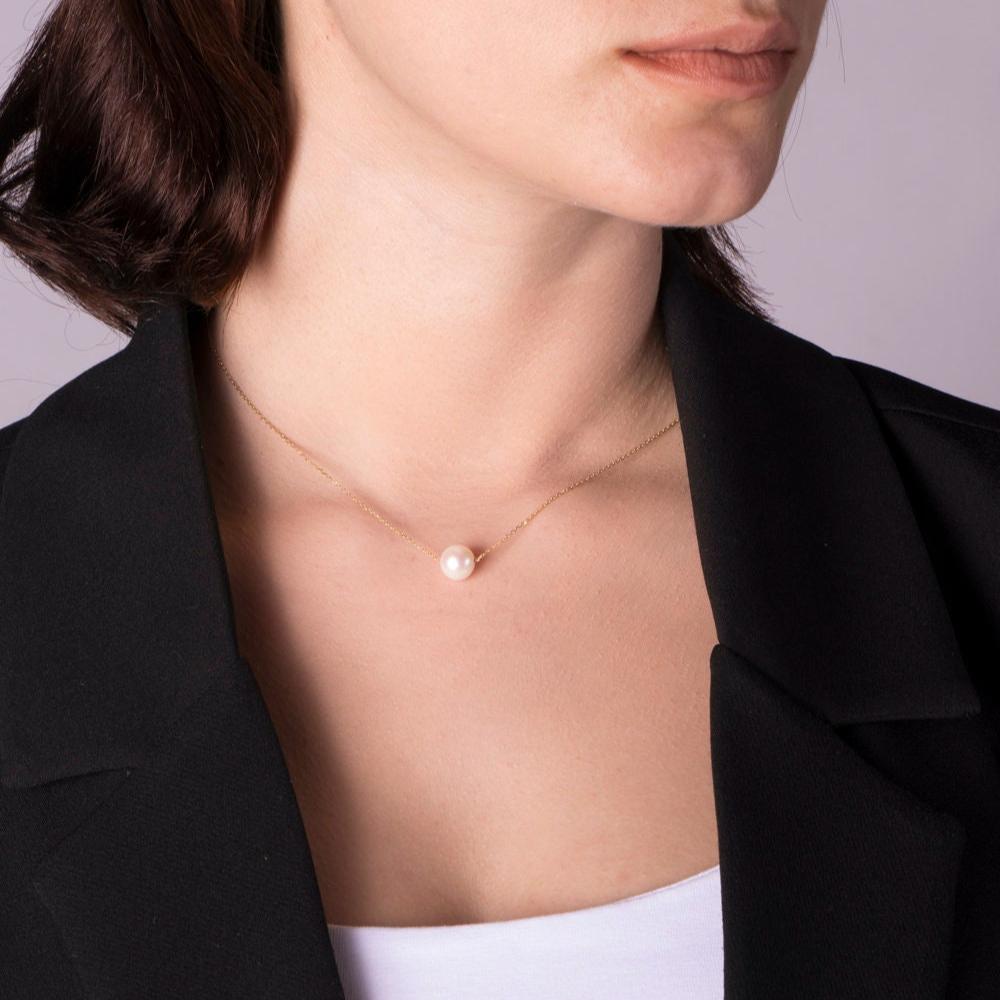 Pearl Solitaire Necklace in 14K Gold