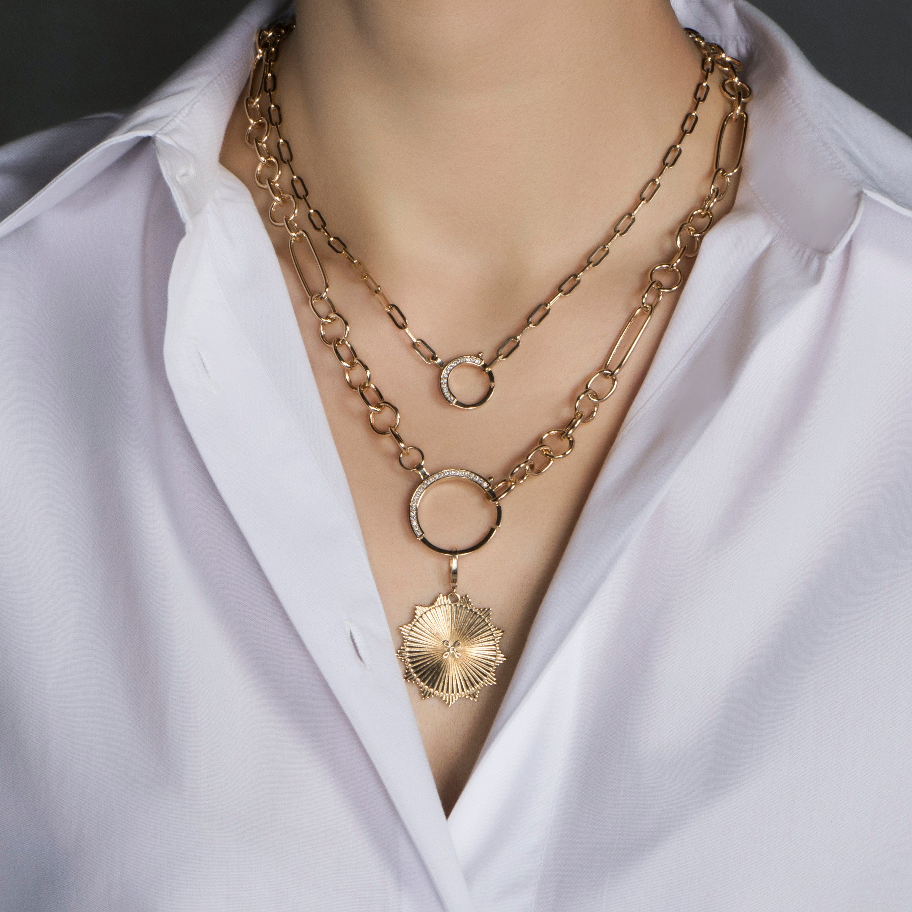 Diamond Lock Necklace in 14K Gold