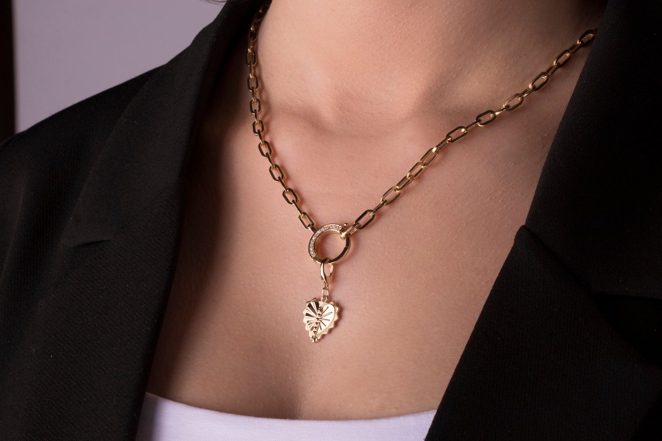 Diamond Lock Necklace in 14K Gold