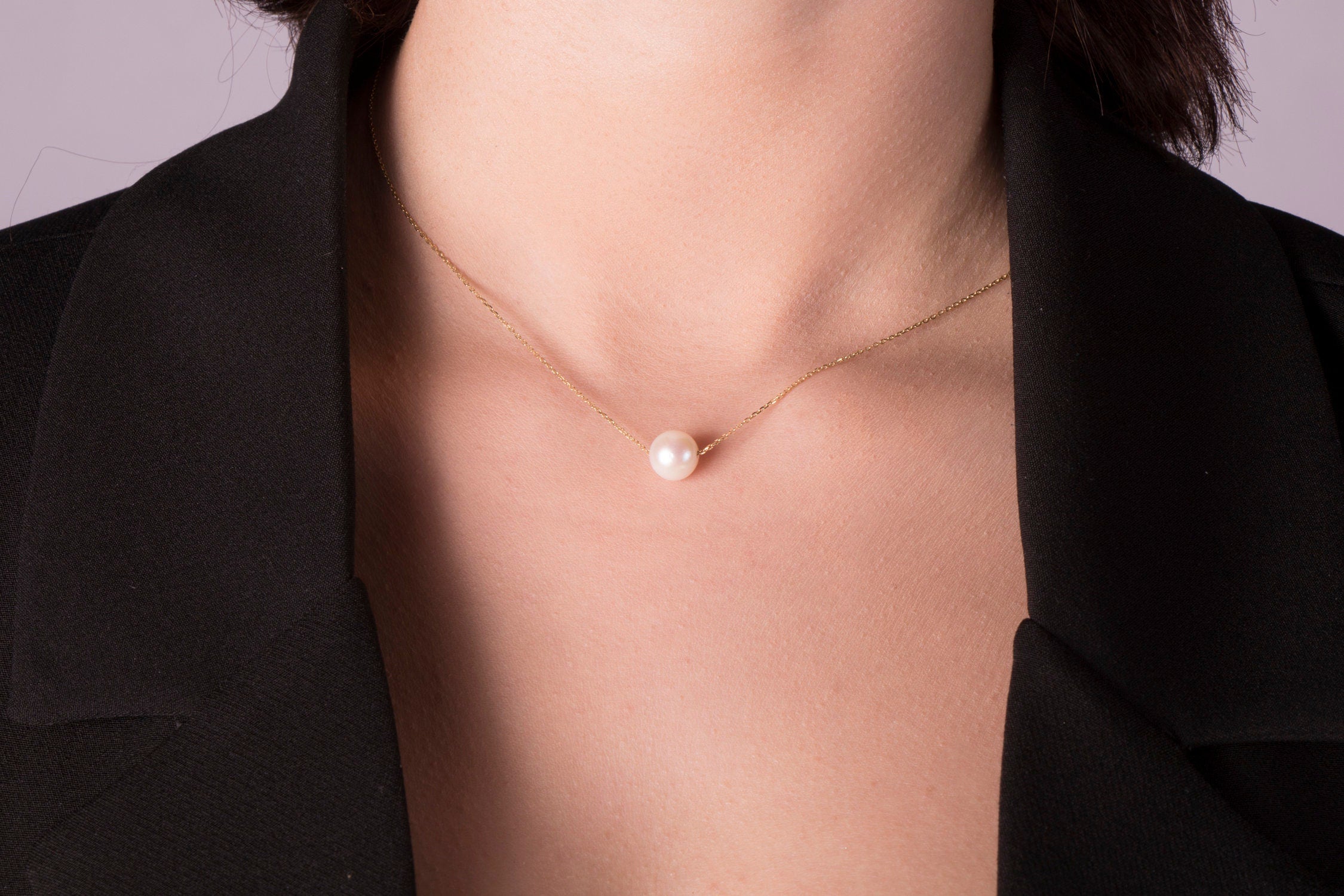 Pearl Solitaire Necklace in 14K Gold