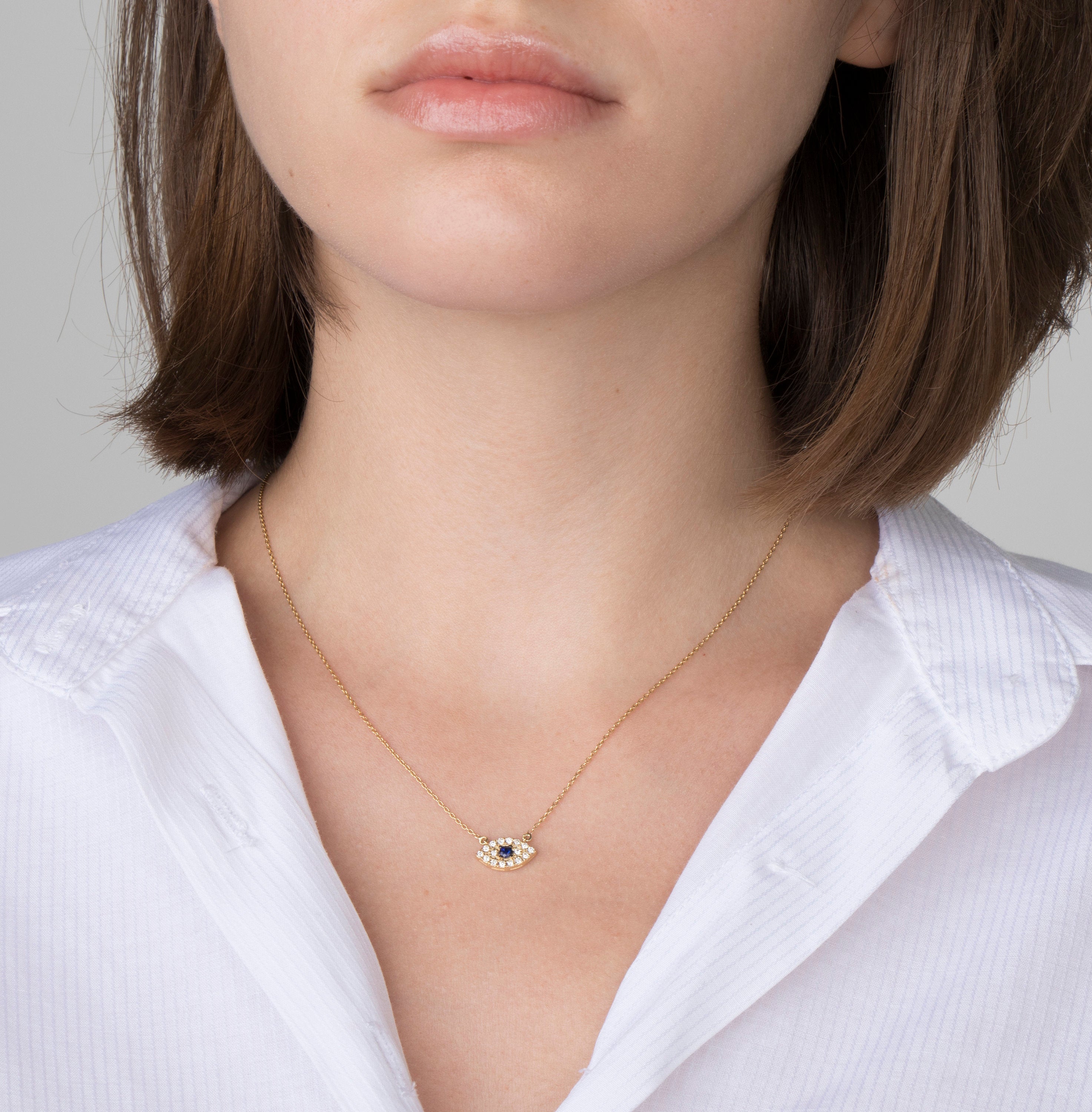 Sapphire and Diamond Evil Eye Necklace