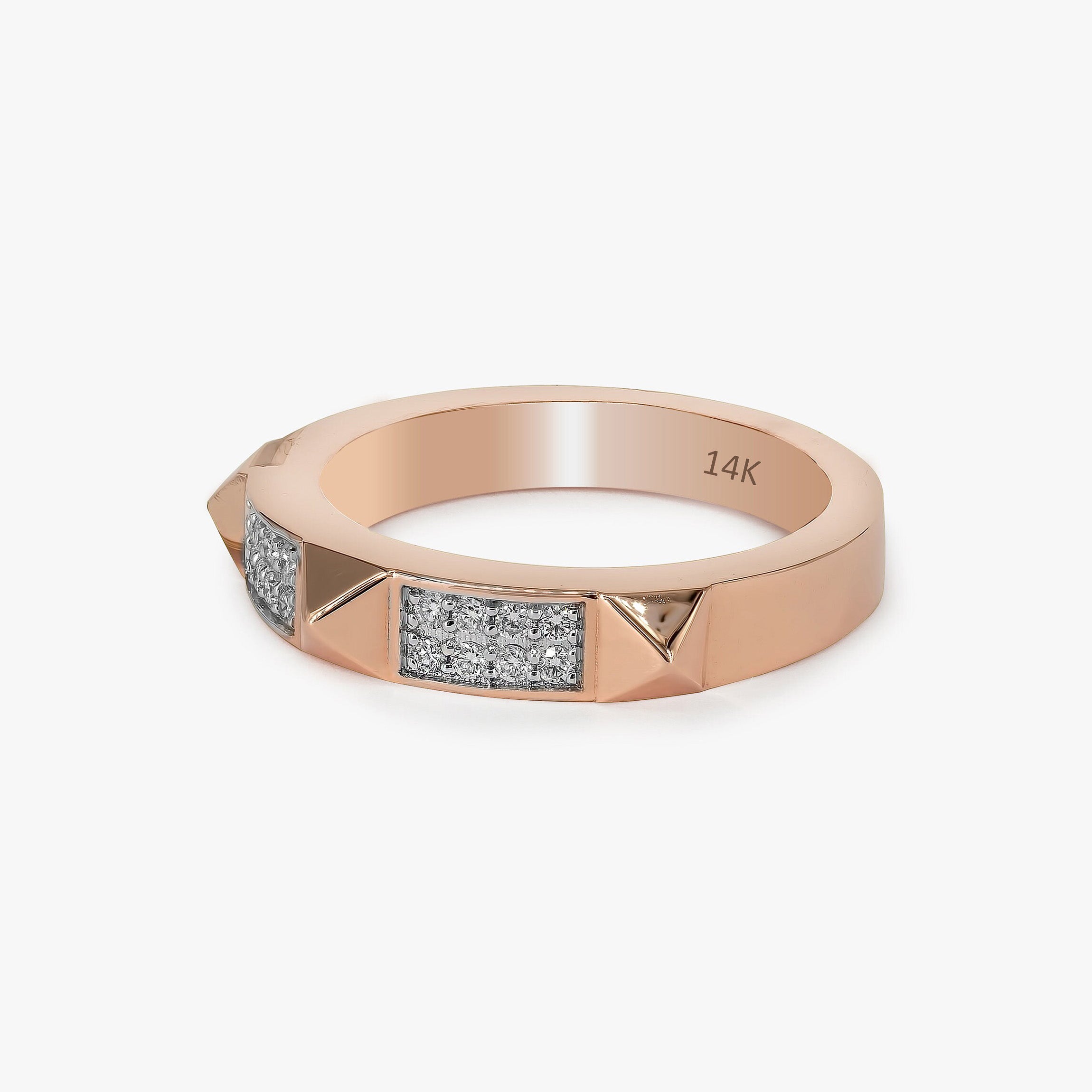 Diamond Pyramid Ring in 14K Gold