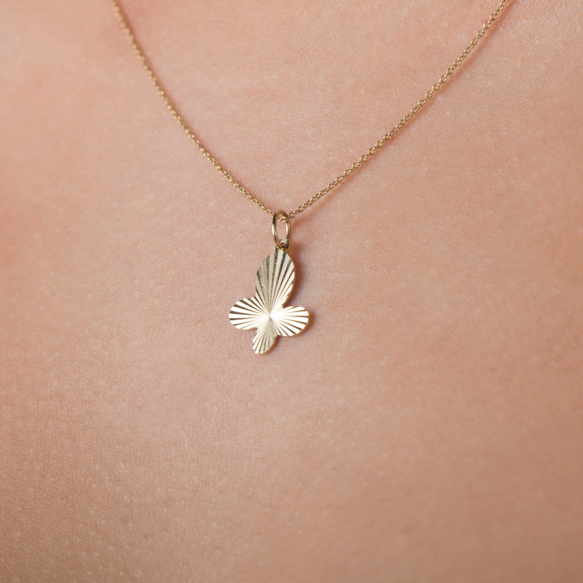 Glitter Butterfly Charm in 14K Gold