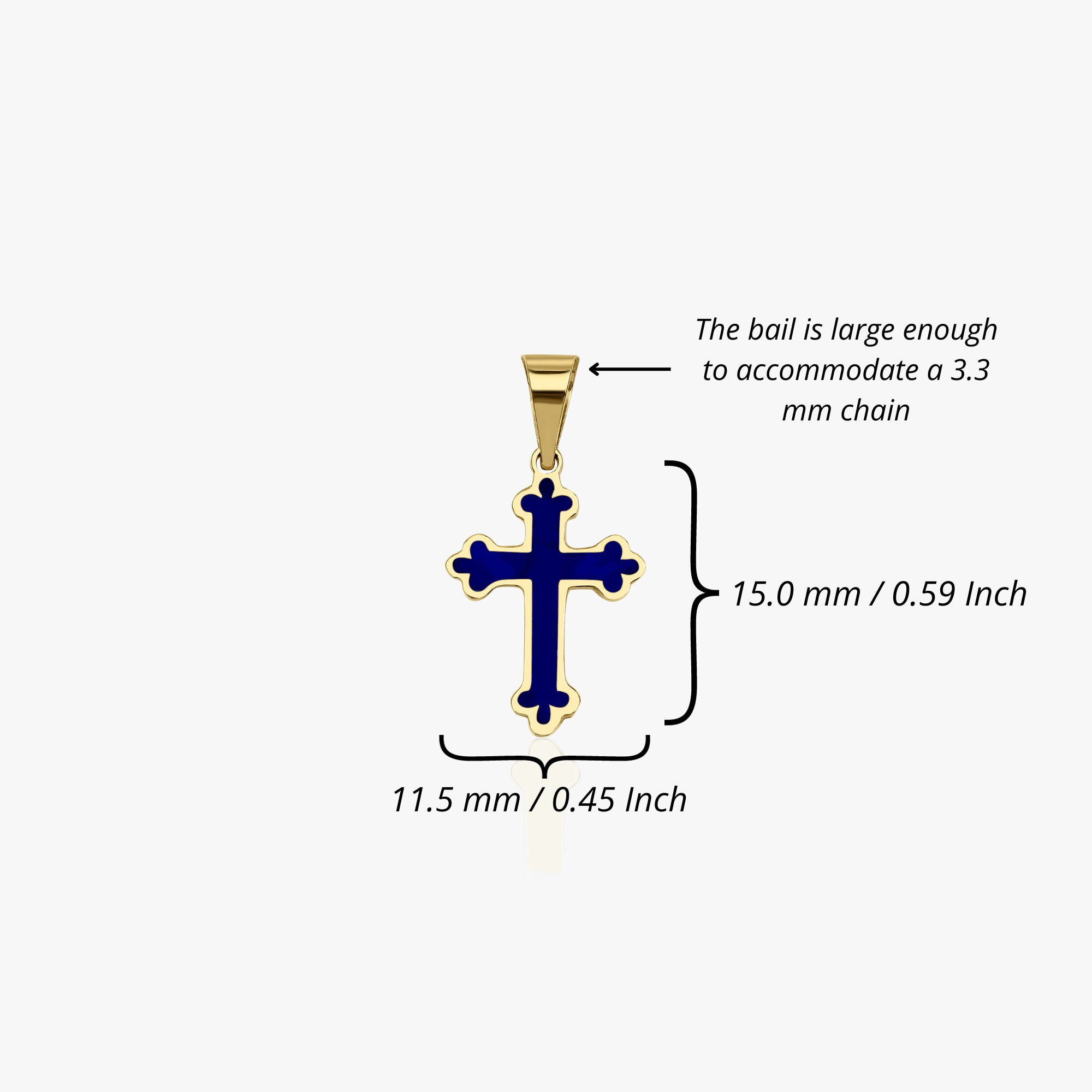 Small Navy Blue Cross Pendant in 14K Gold