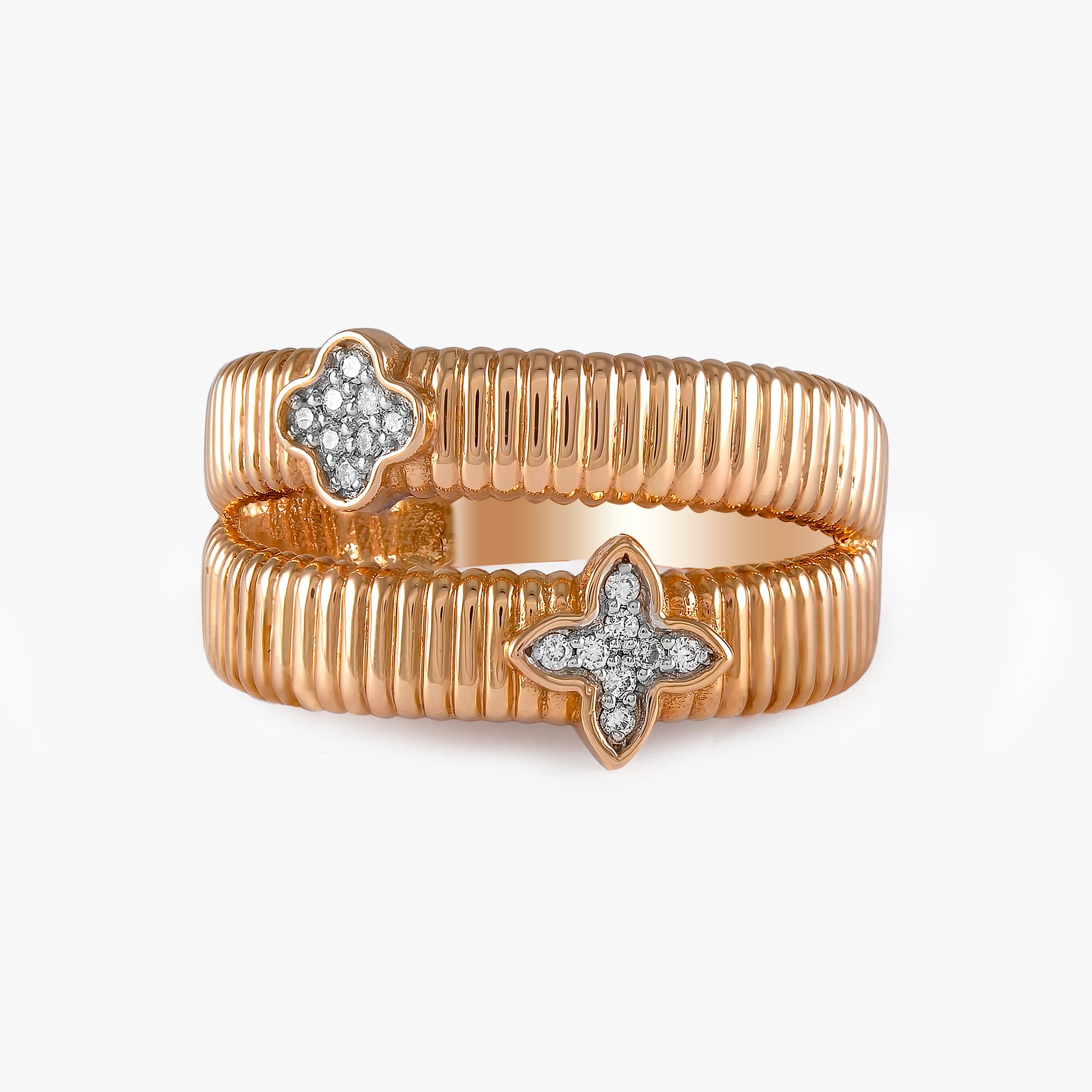 Diamond Double Clover Ring in 14K Gold