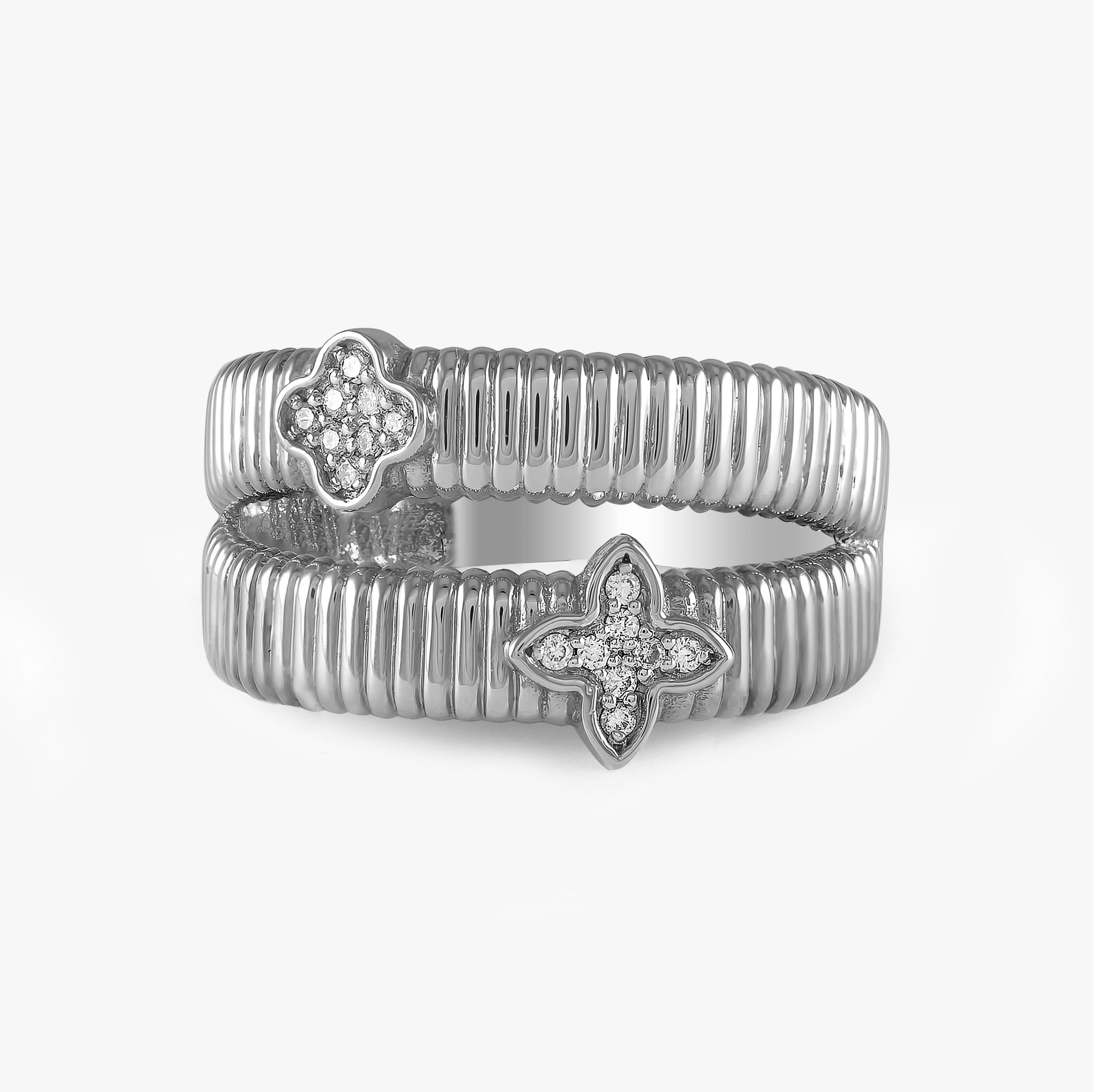Diamond Double Clover Ring in 14K Gold