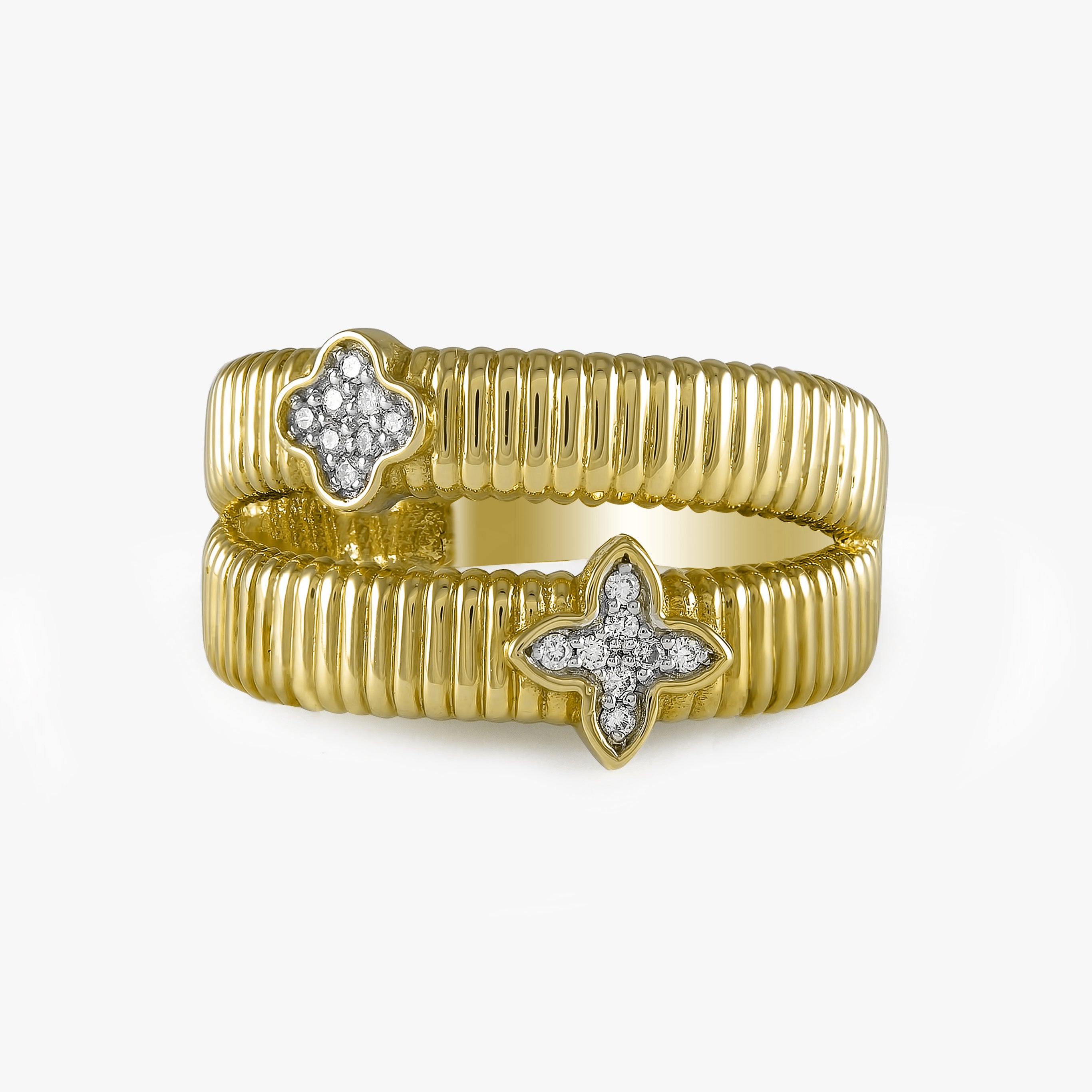 Diamond Double Clover Ring in 14K Gold