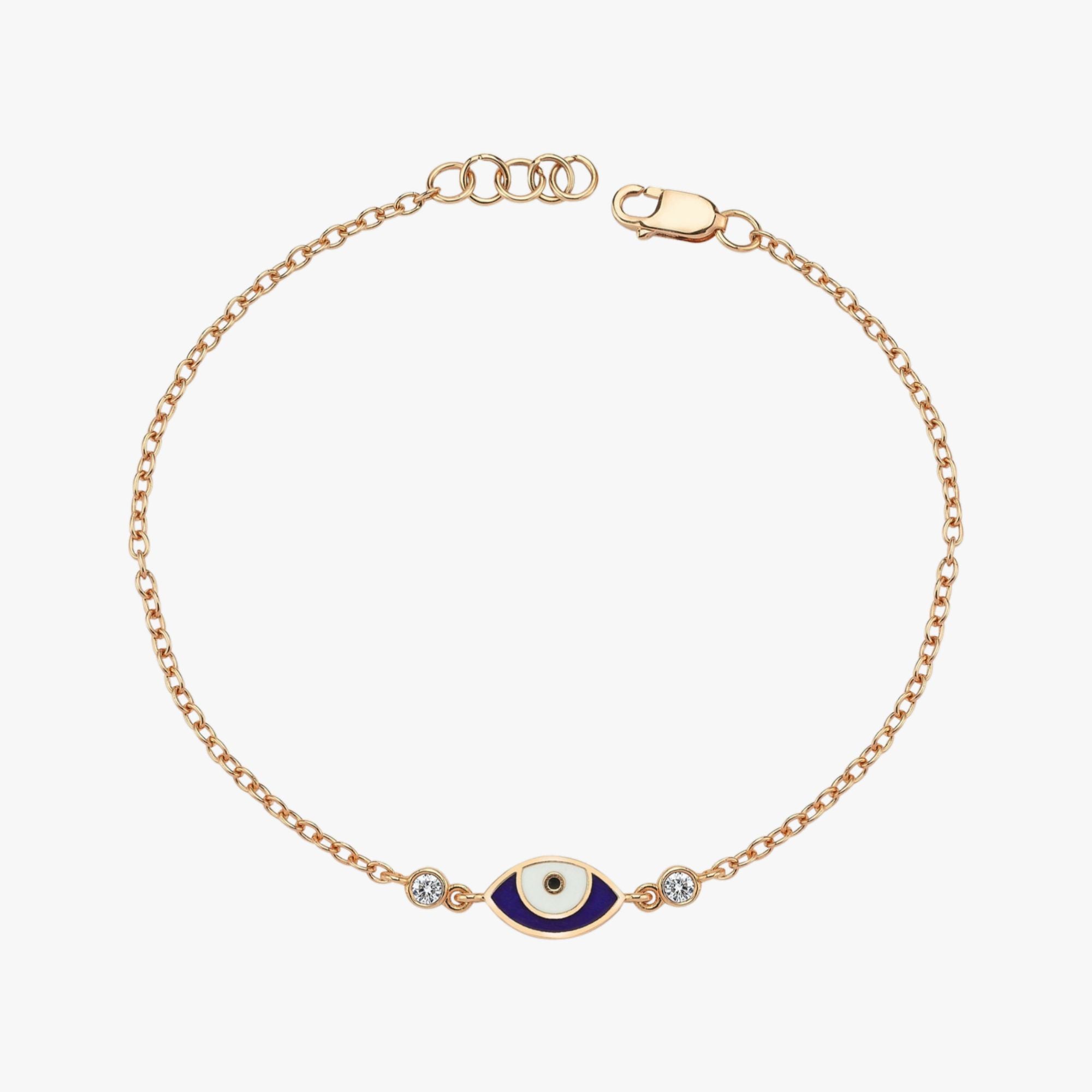 Navy Blue Diamond Evil Eye Bracelet