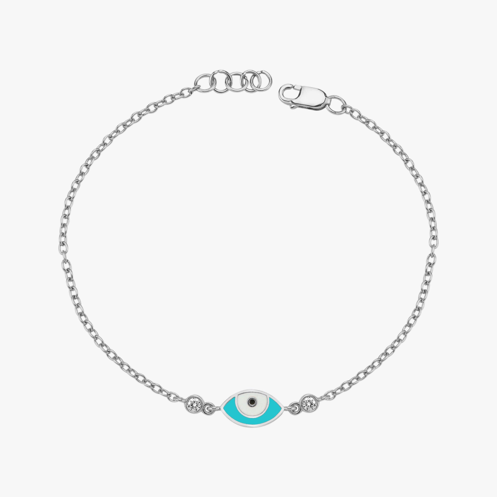 Ocean Blue Diamond Evil Eye Bracelet