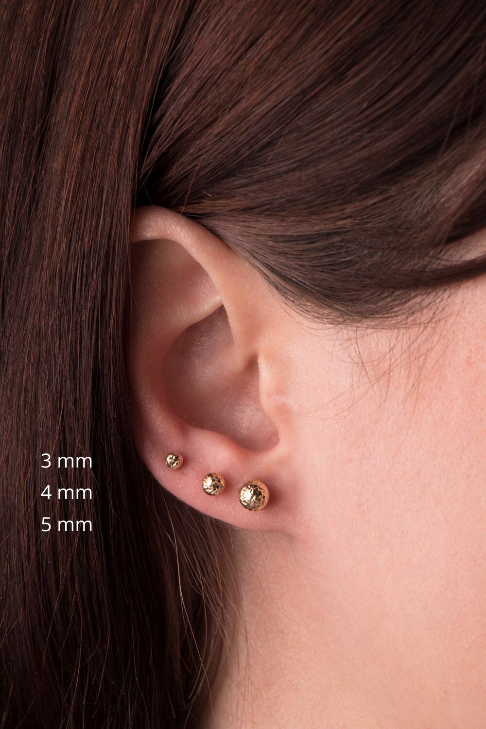 Single Laser Cut Sphere Stud in 14K Gold