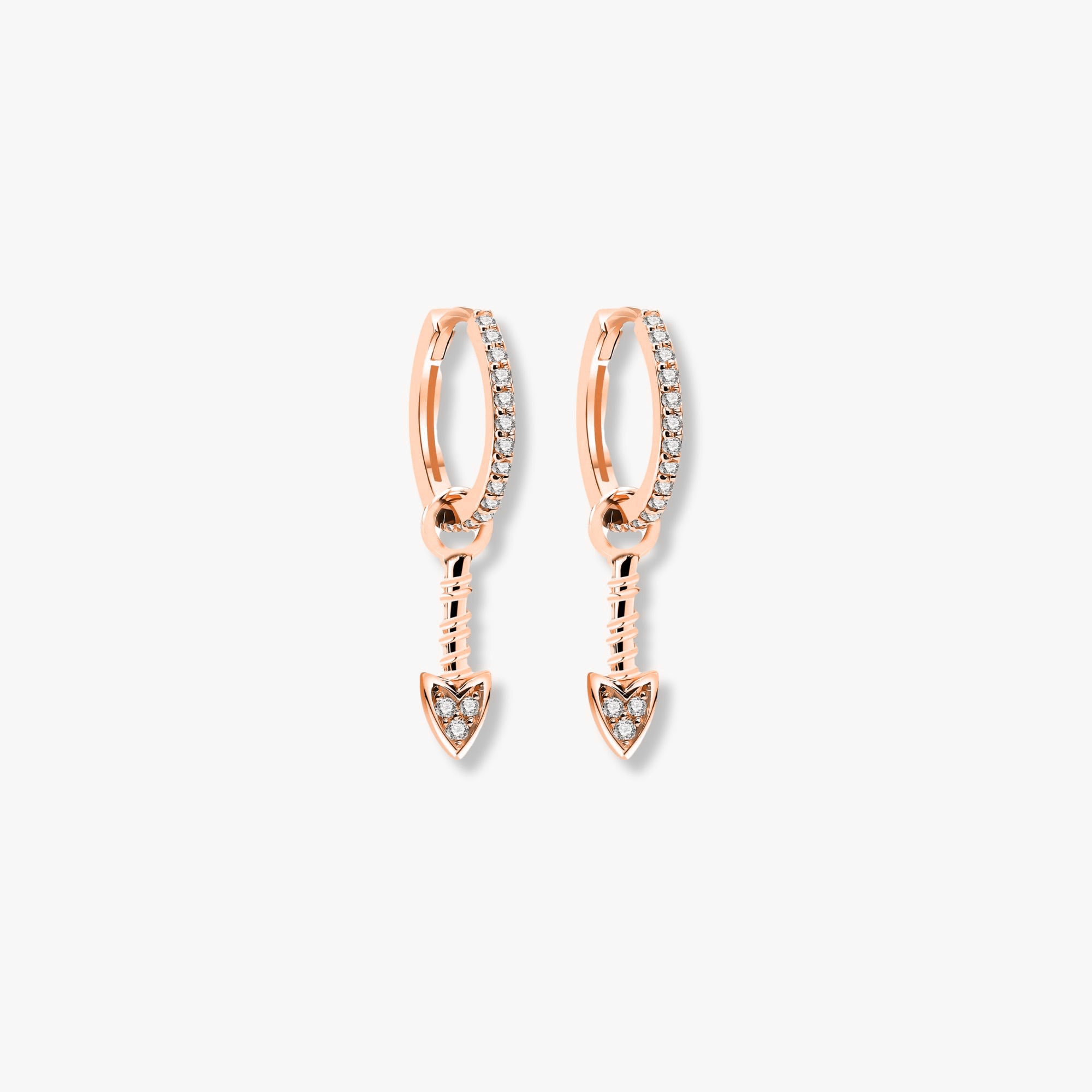 Diamond Dangle Spike Hoops in 14K Gold