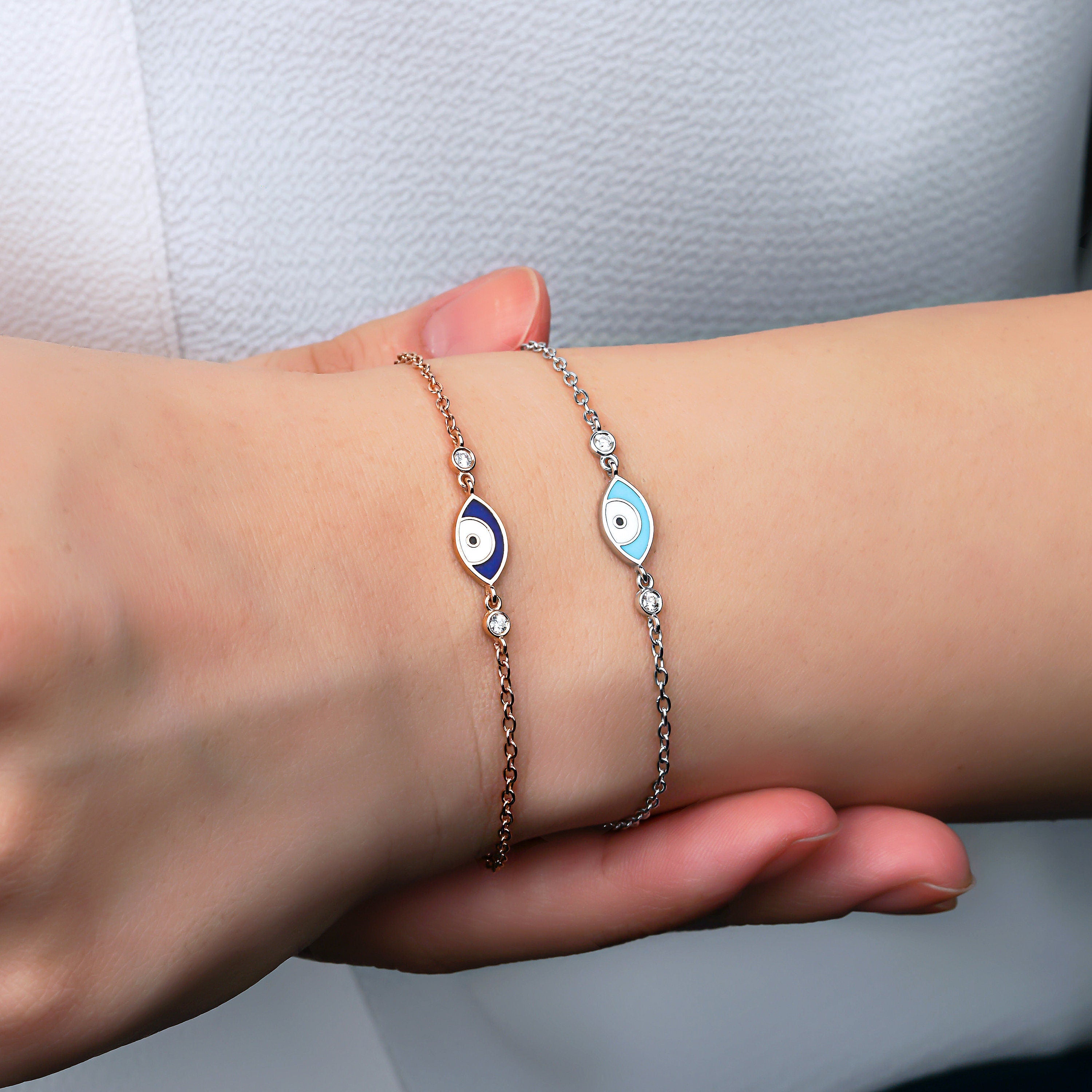 Navy Blue Diamond Evil Eye Bracelet