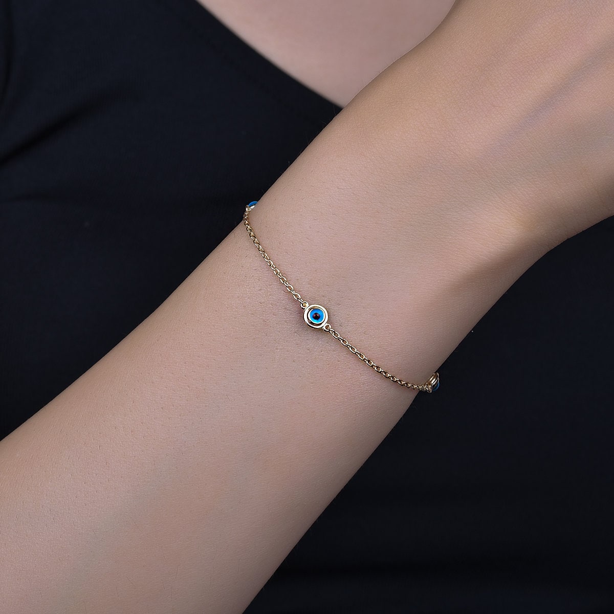 Three Evil Eye Bracelet in 14K Gold