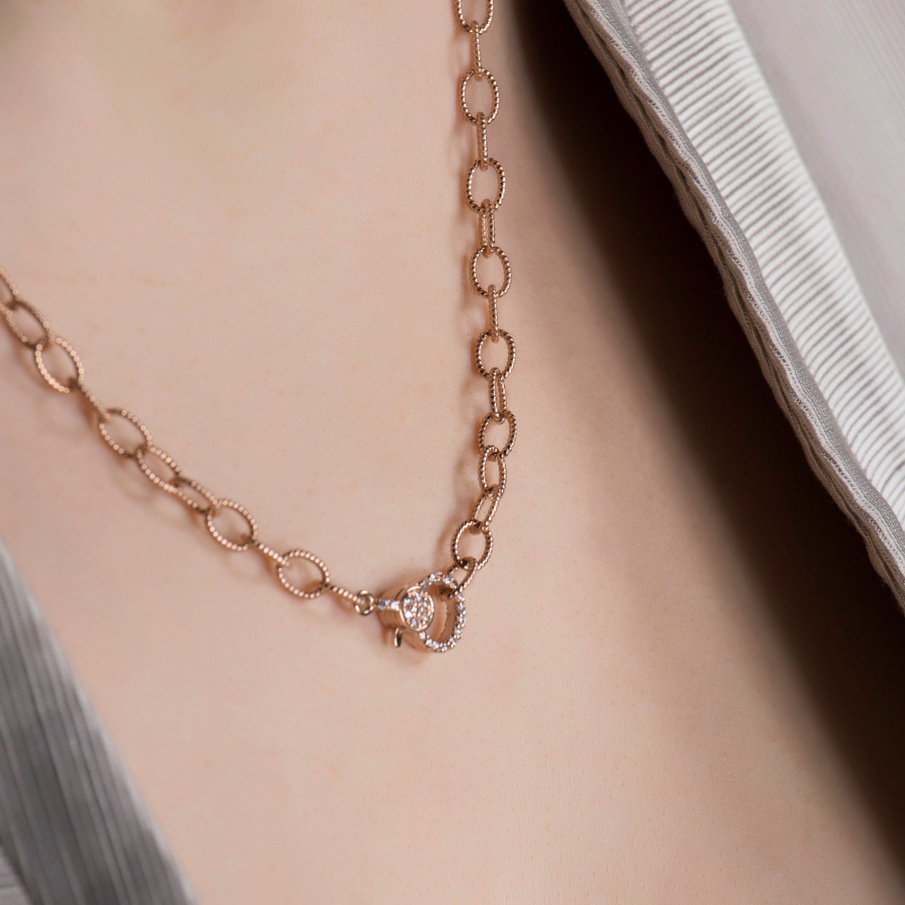 Double Sided Diamond Lock Necklace