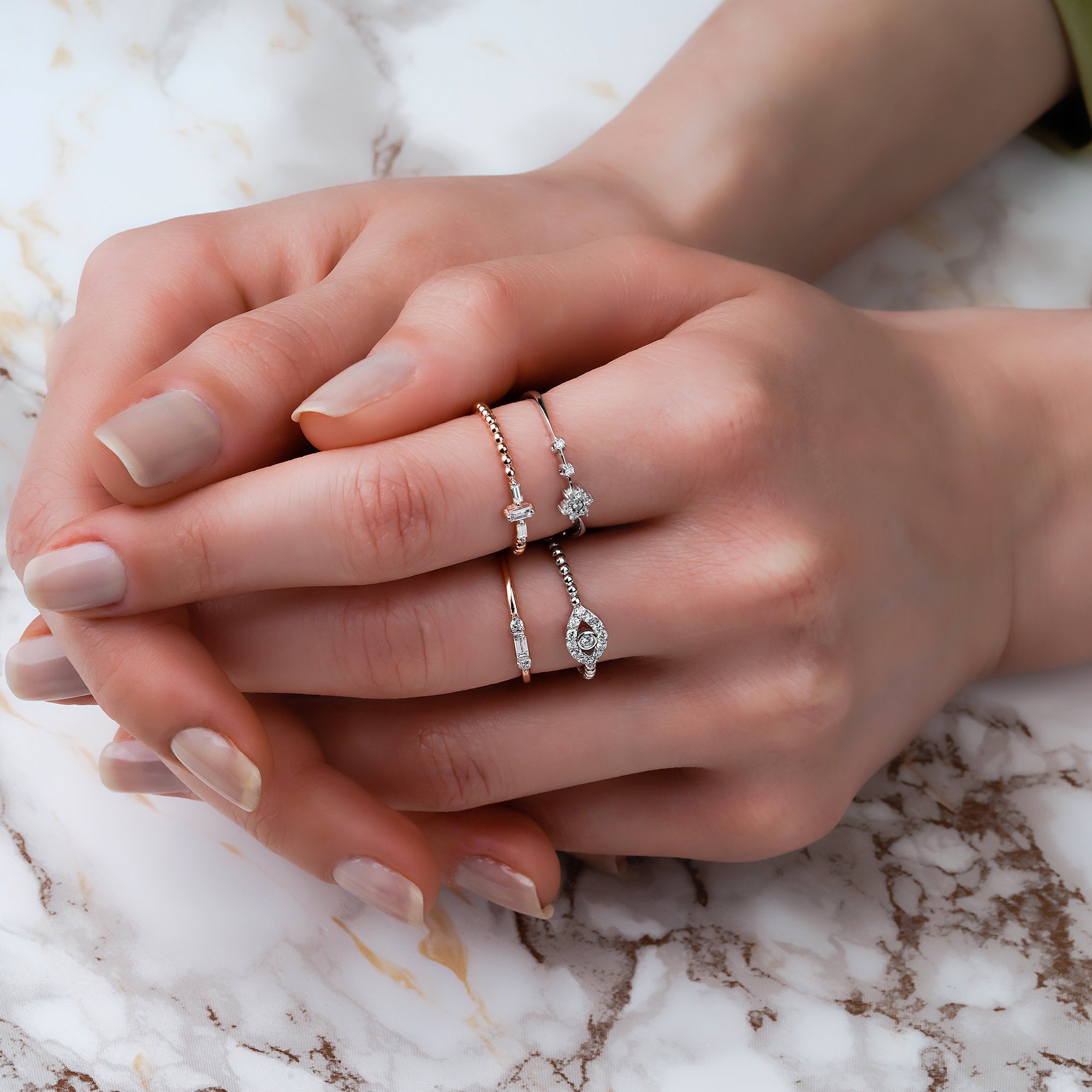 Mini Diamond Stacking Ring in 14K Gold