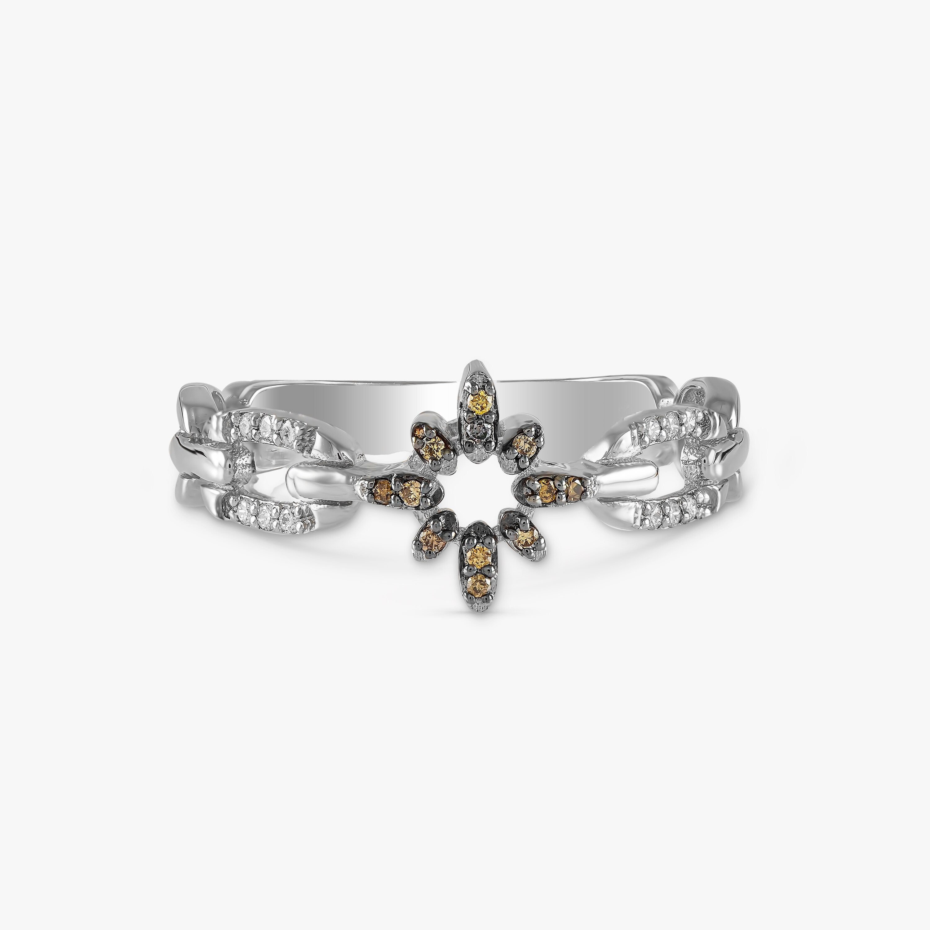 Champagne Diamond North Star Ring in 14K Gold