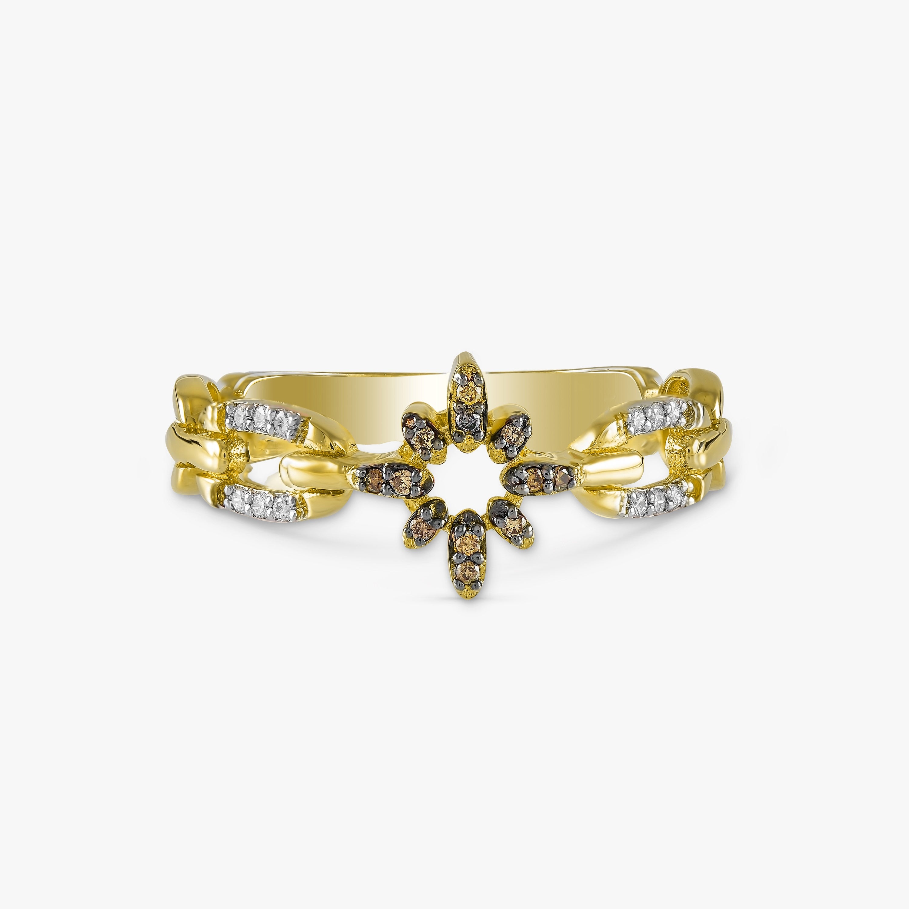 Champagne Diamond North Star Ring in 14K Gold