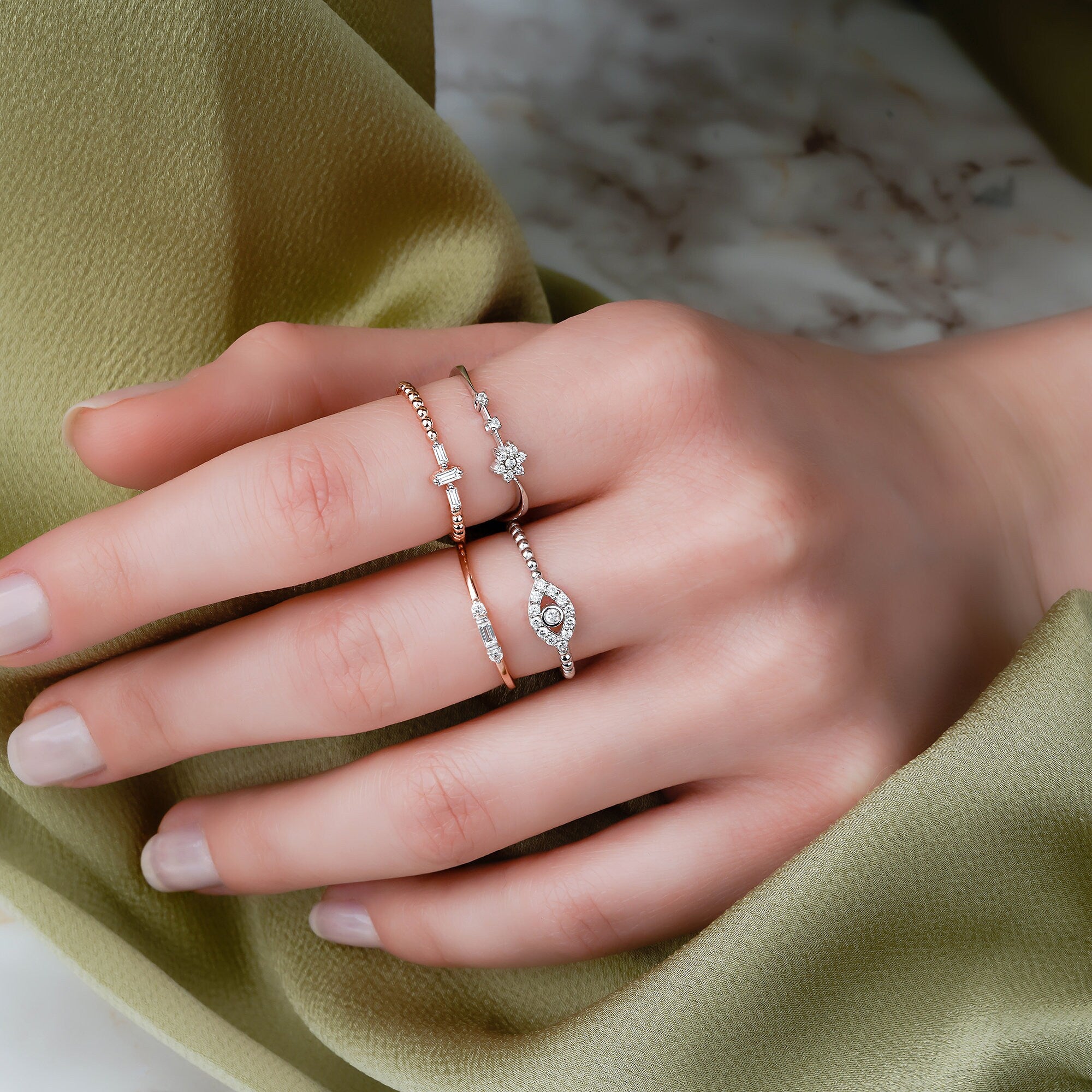 Mini Diamond Stacking Ring in 14K Gold