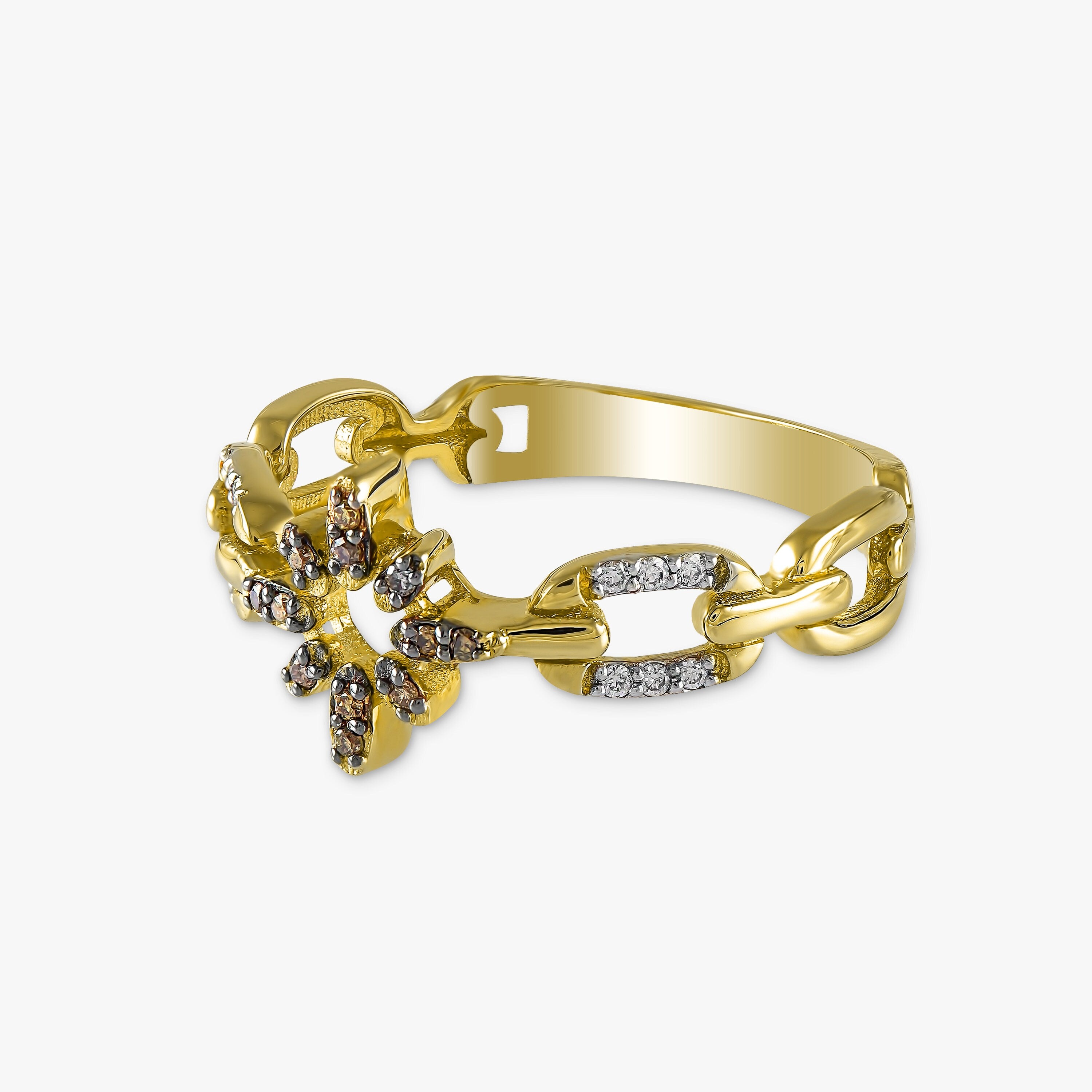 Champagne Diamond North Star Ring in 14K Gold