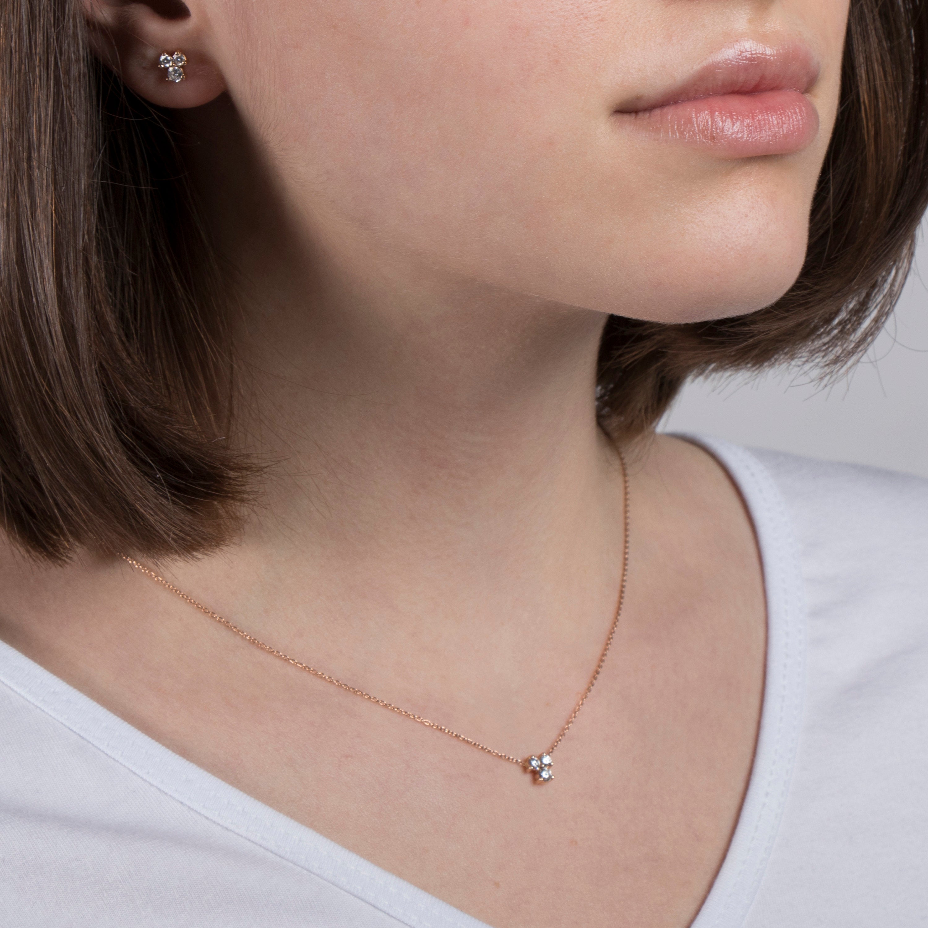 Trio Diamond Stud Earrings Available in 14K and 18K Gold