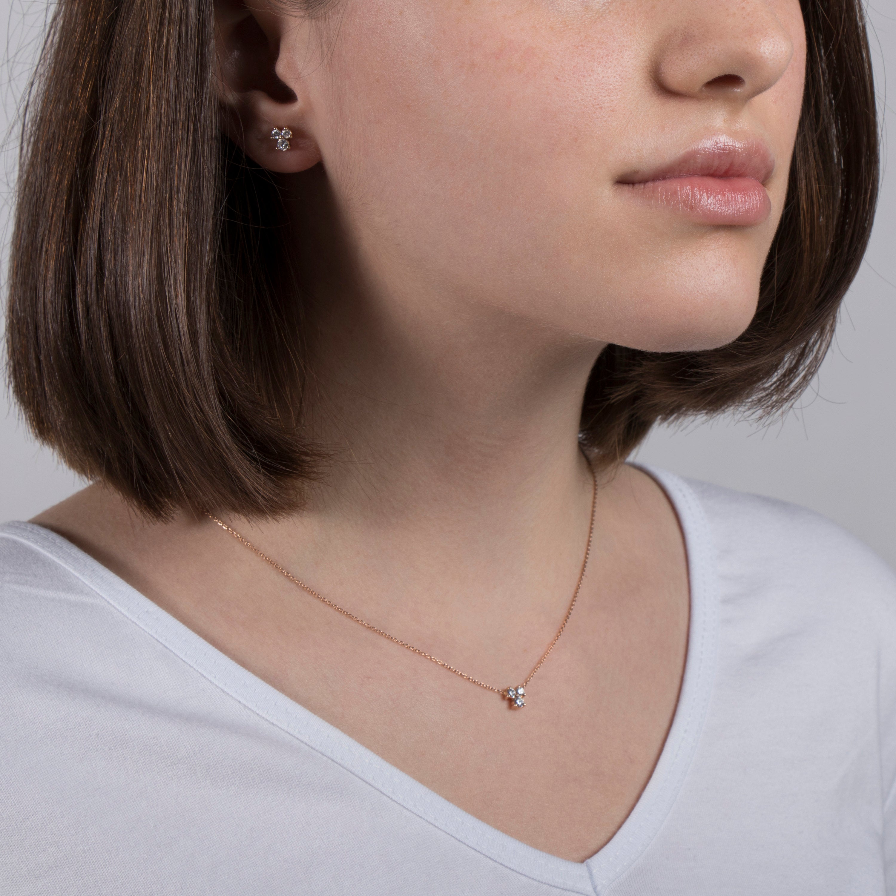 Trio Diamond Stud Earrings Available in 14K and 18K Gold
