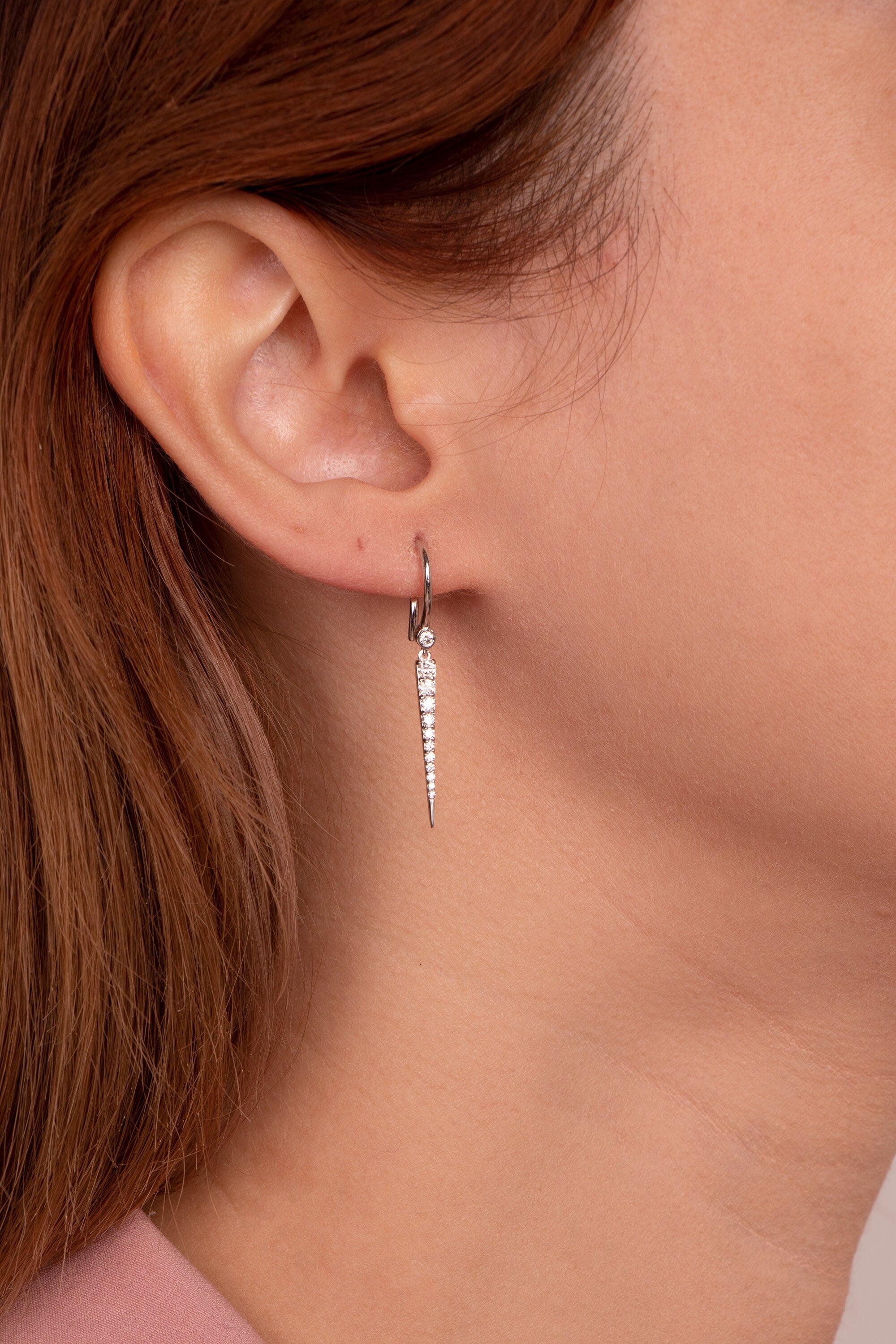 Diamond Spike Drop Earrings in 14K Gold