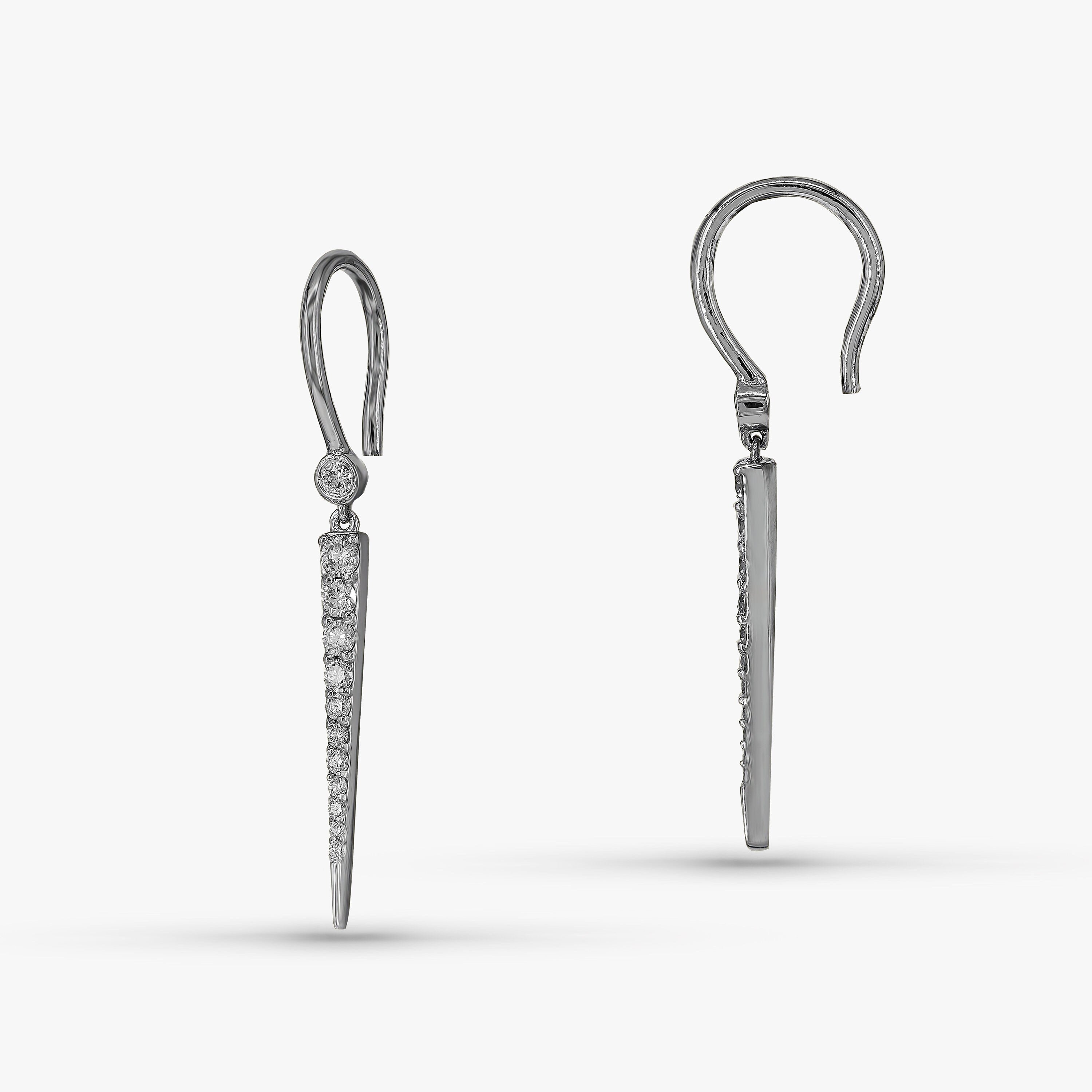 Diamond Spike Drop Earrings in 14K Gold