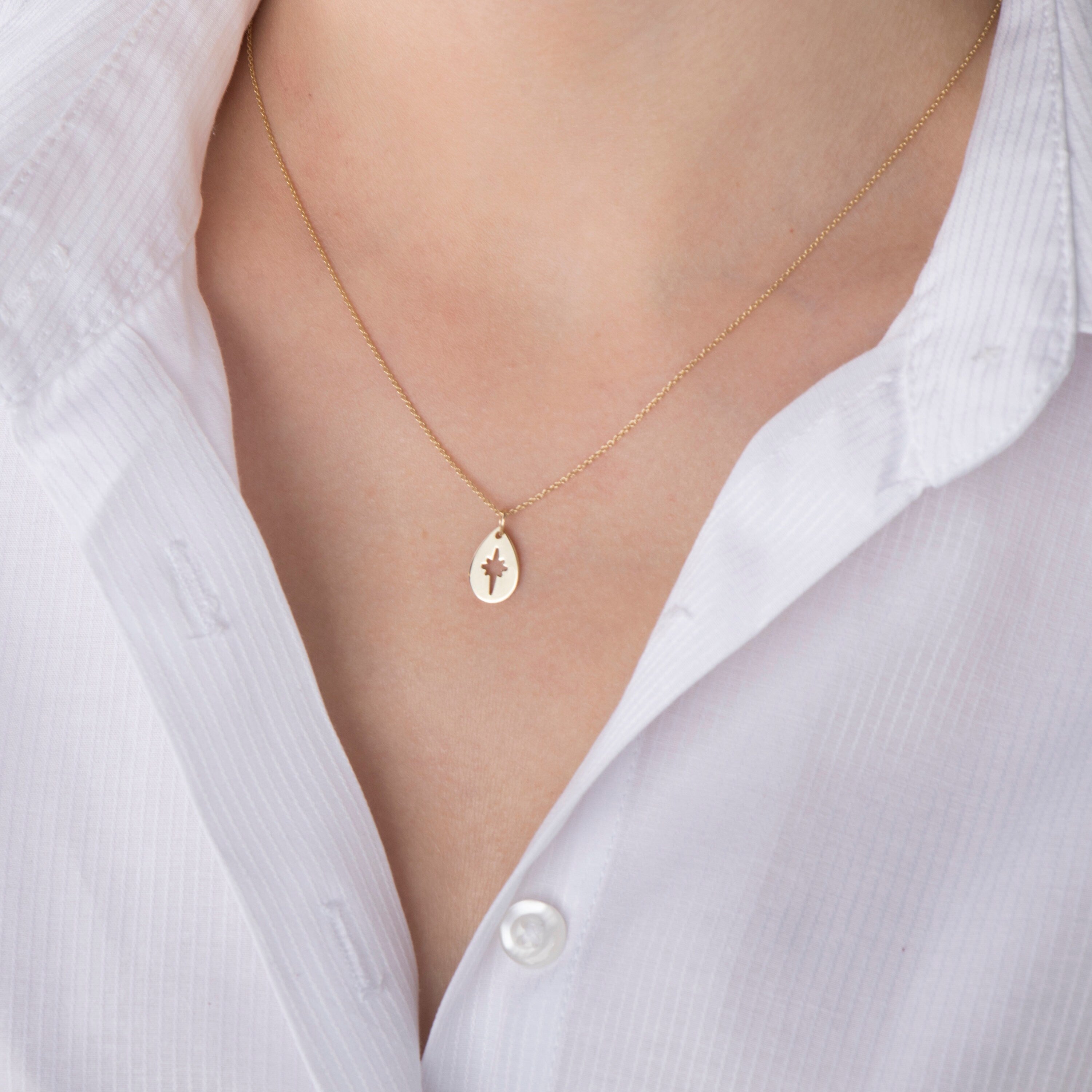 Celestial Raindrop Charm in 14K Gold