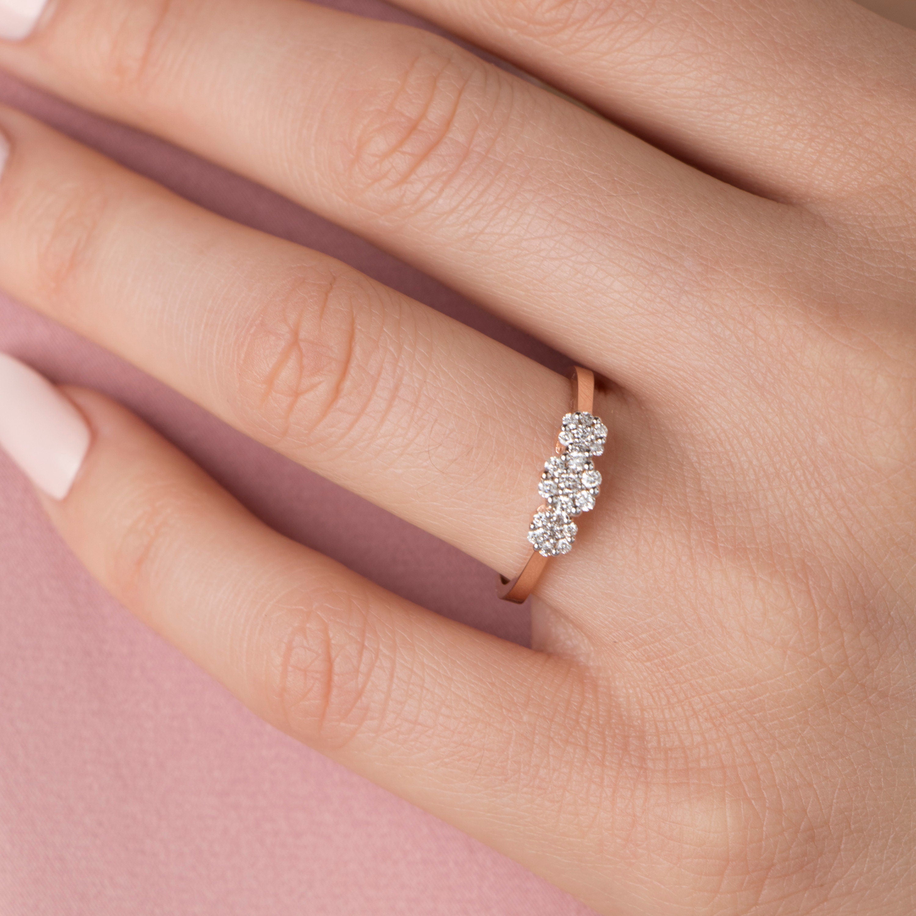 Diamond Flower Cluster Ring in 14K Gold