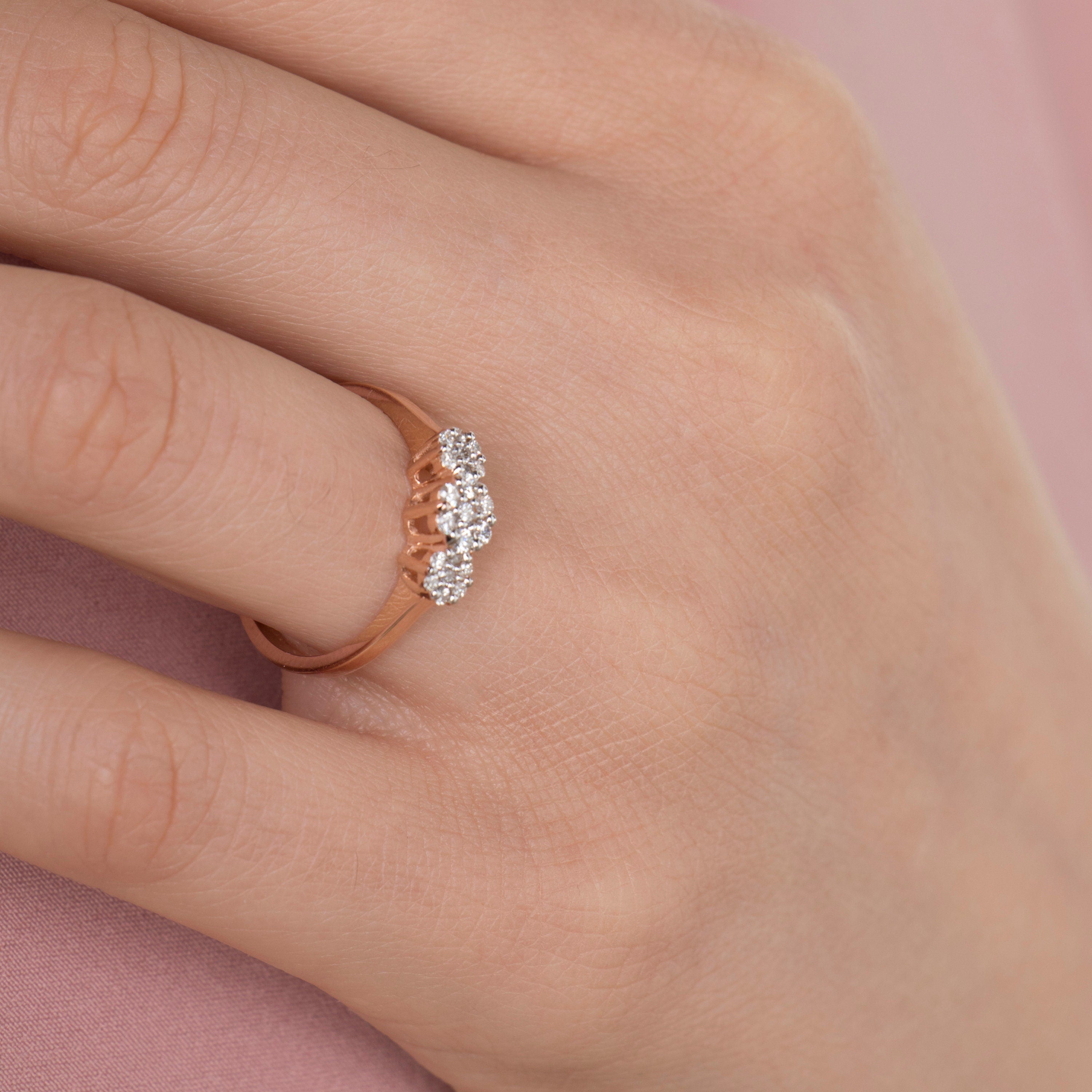 Diamond Flower Cluster Ring in 14K Gold