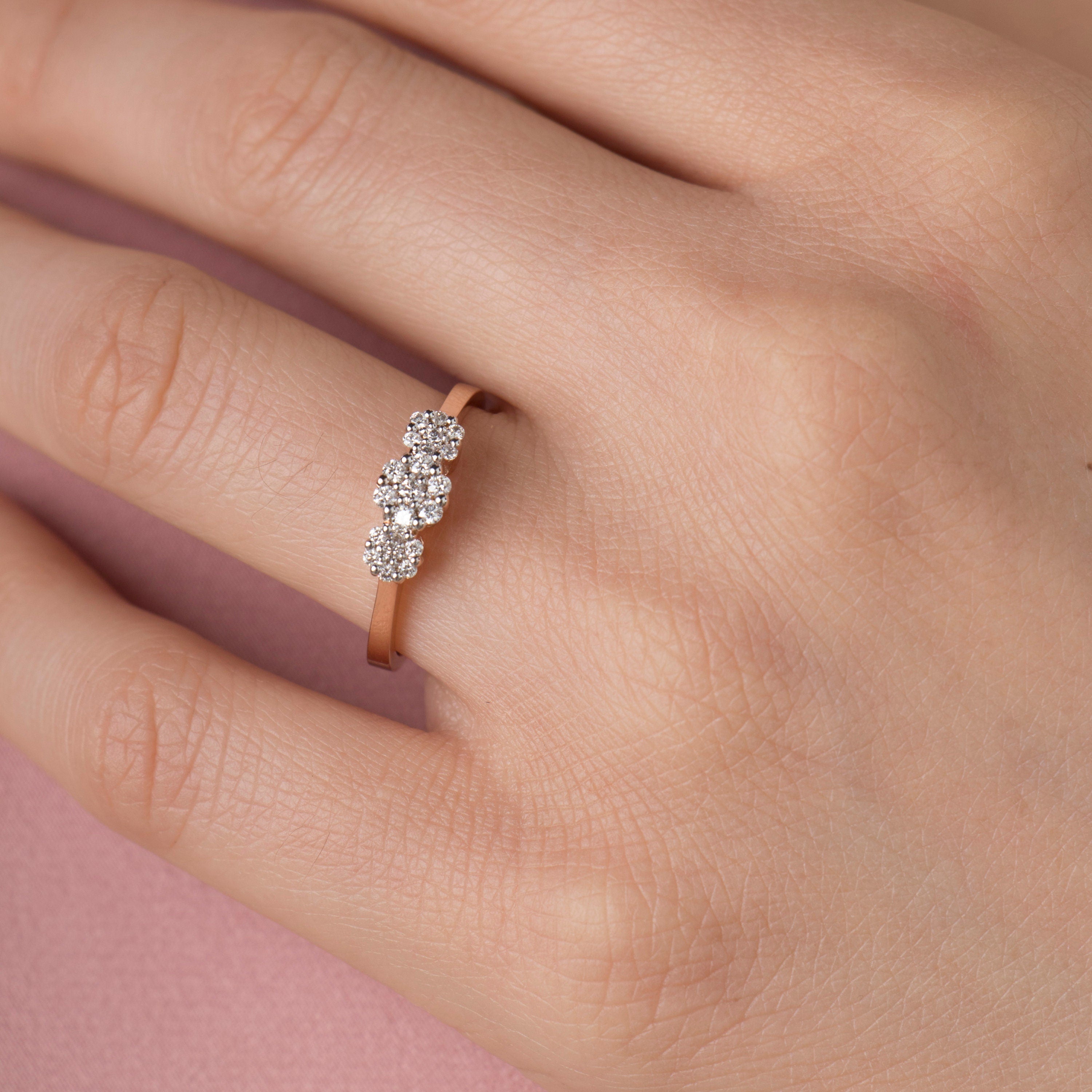 Diamond Flower Cluster Ring in 14K Gold