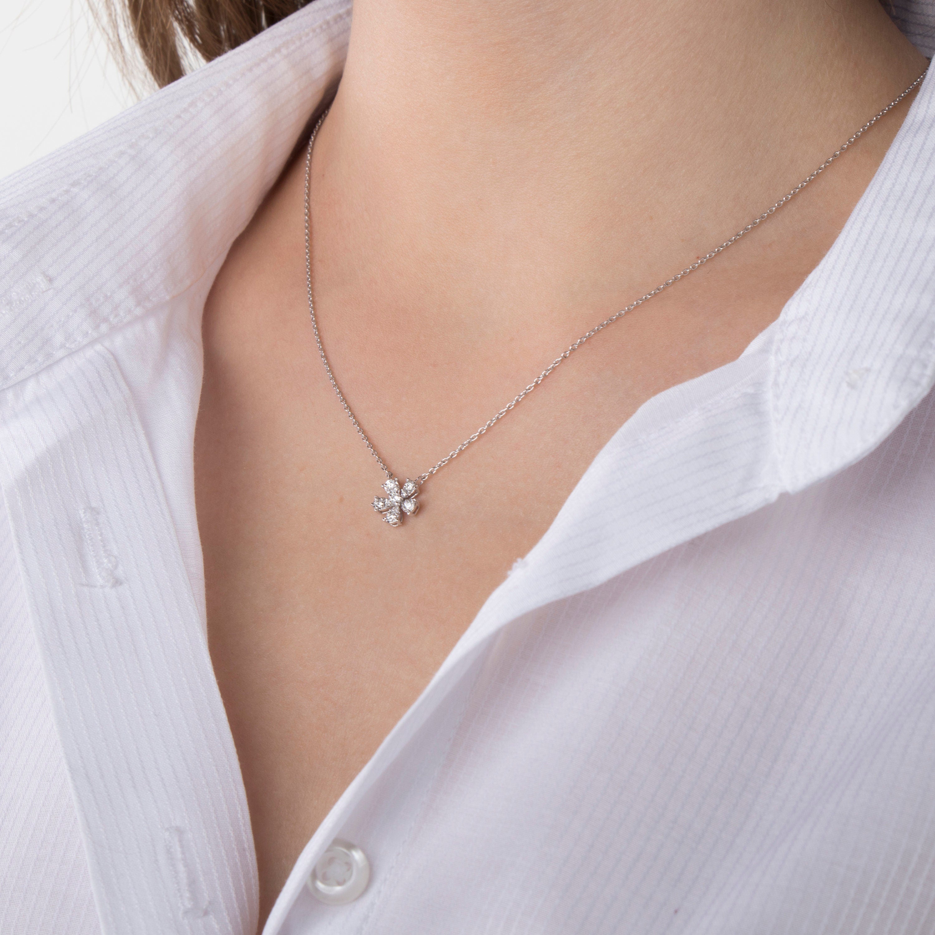 Diamond Flower Necklace in 14K Gold