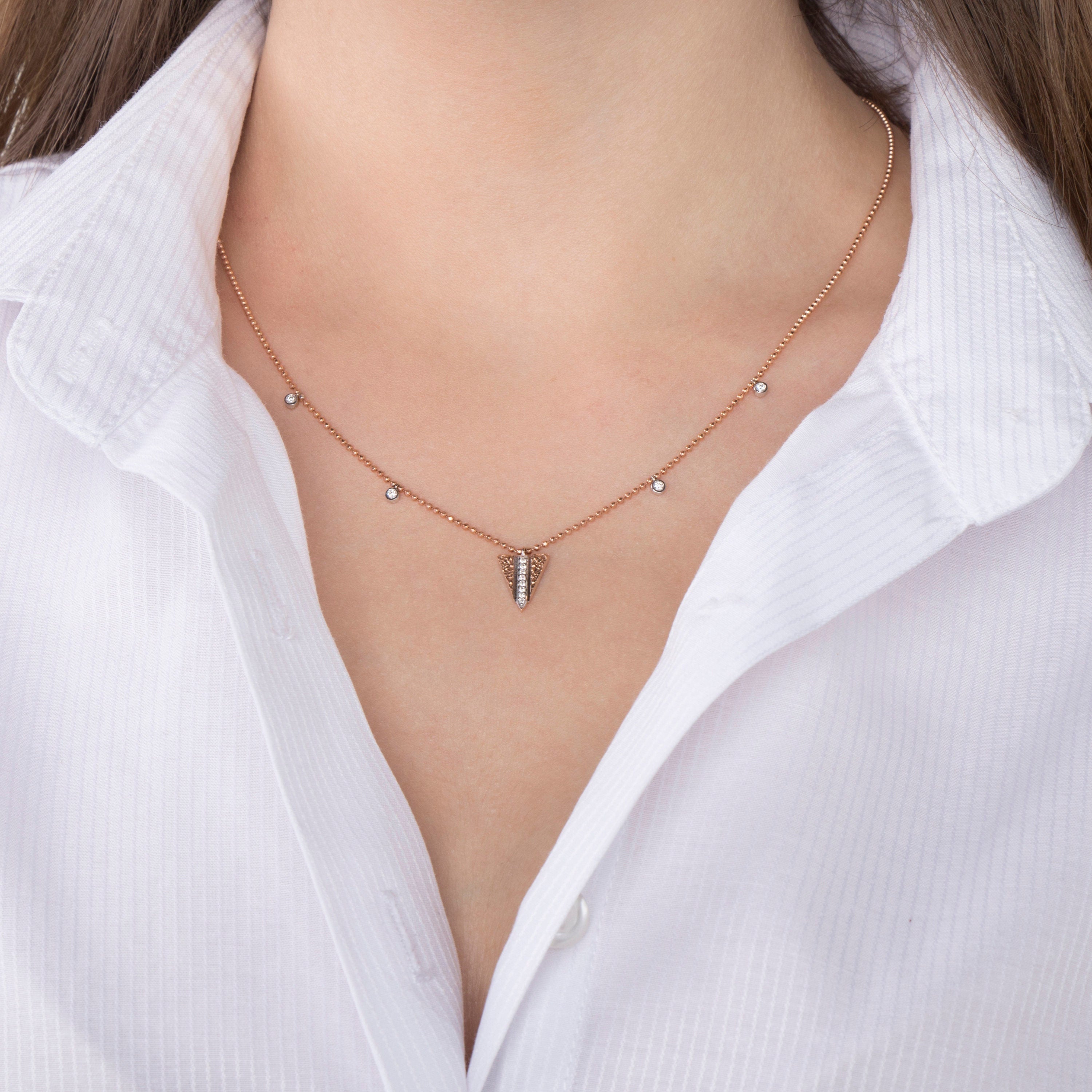 Spike Station Necklace IN 14K Gold