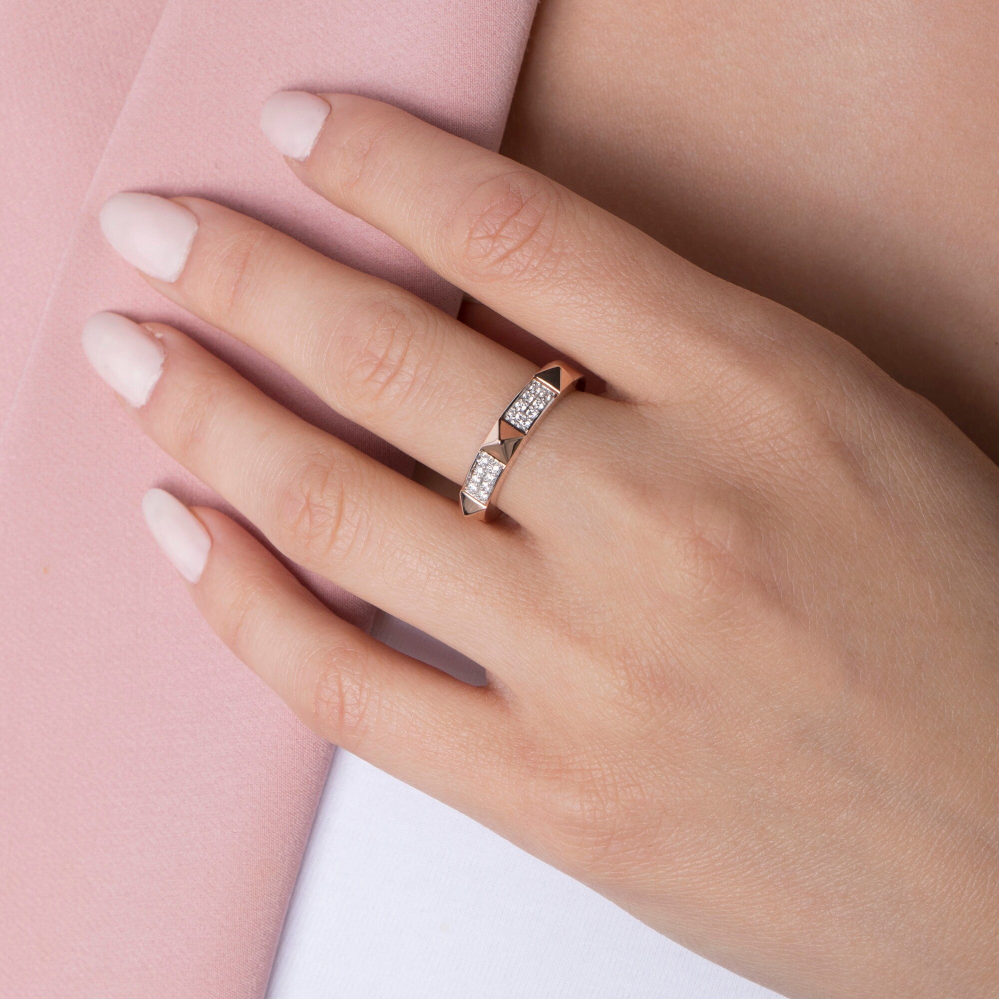 Diamond Pyramid Ring in 14K Gold