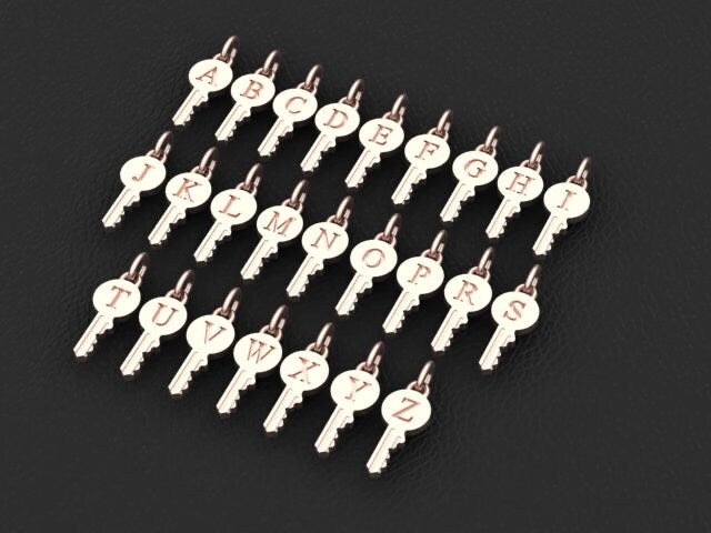 Itty Bitty Tiny Birthstone Initial Key Necklace in 14K Gold