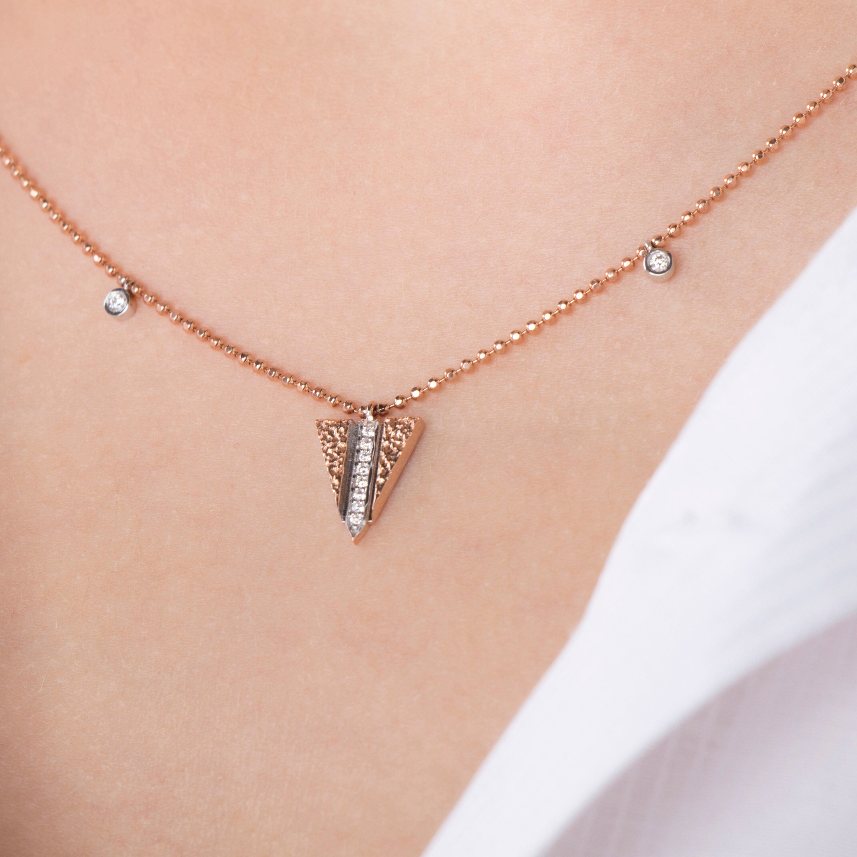Spike Station Necklace IN 14K Gold