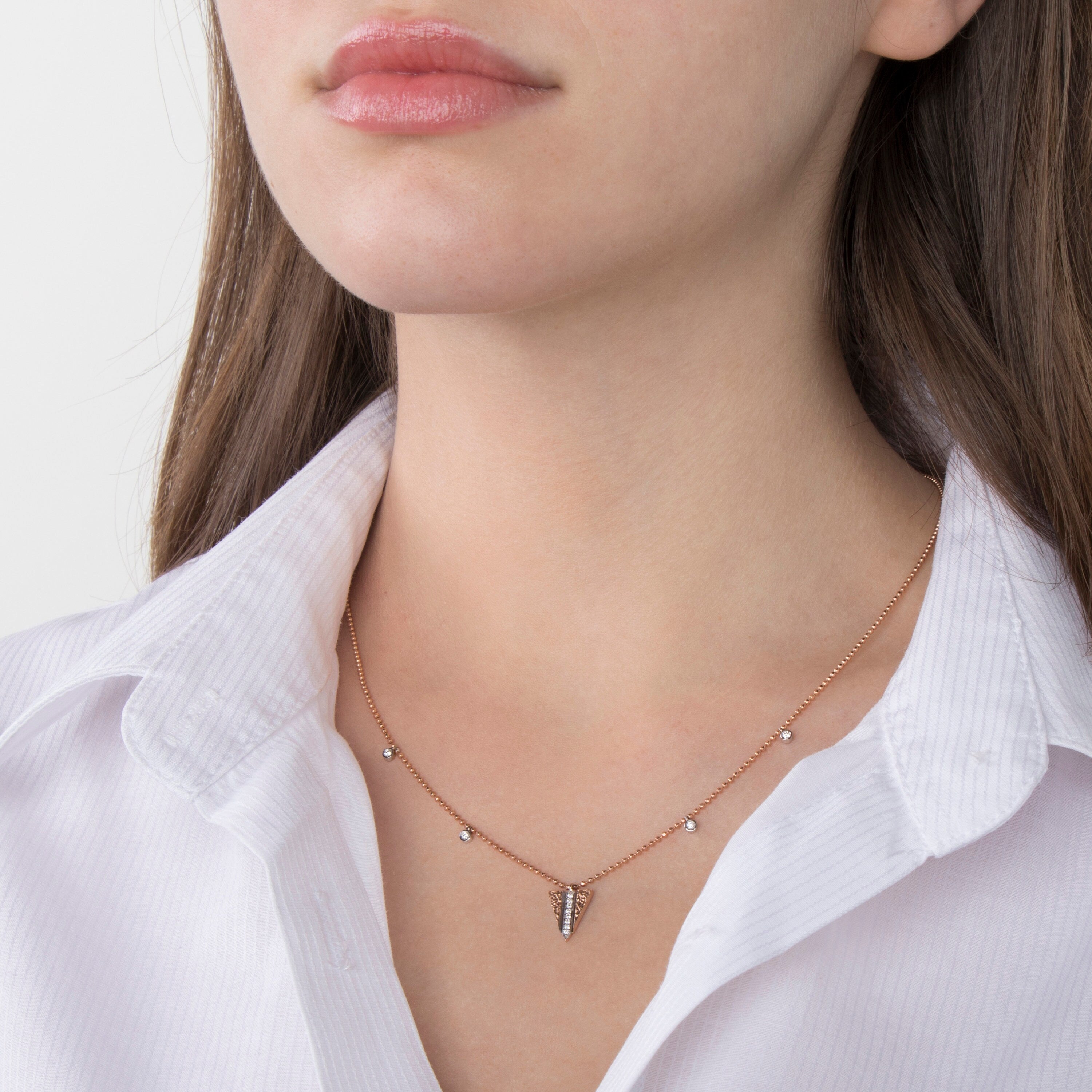 Spike Station Necklace IN 14K Gold