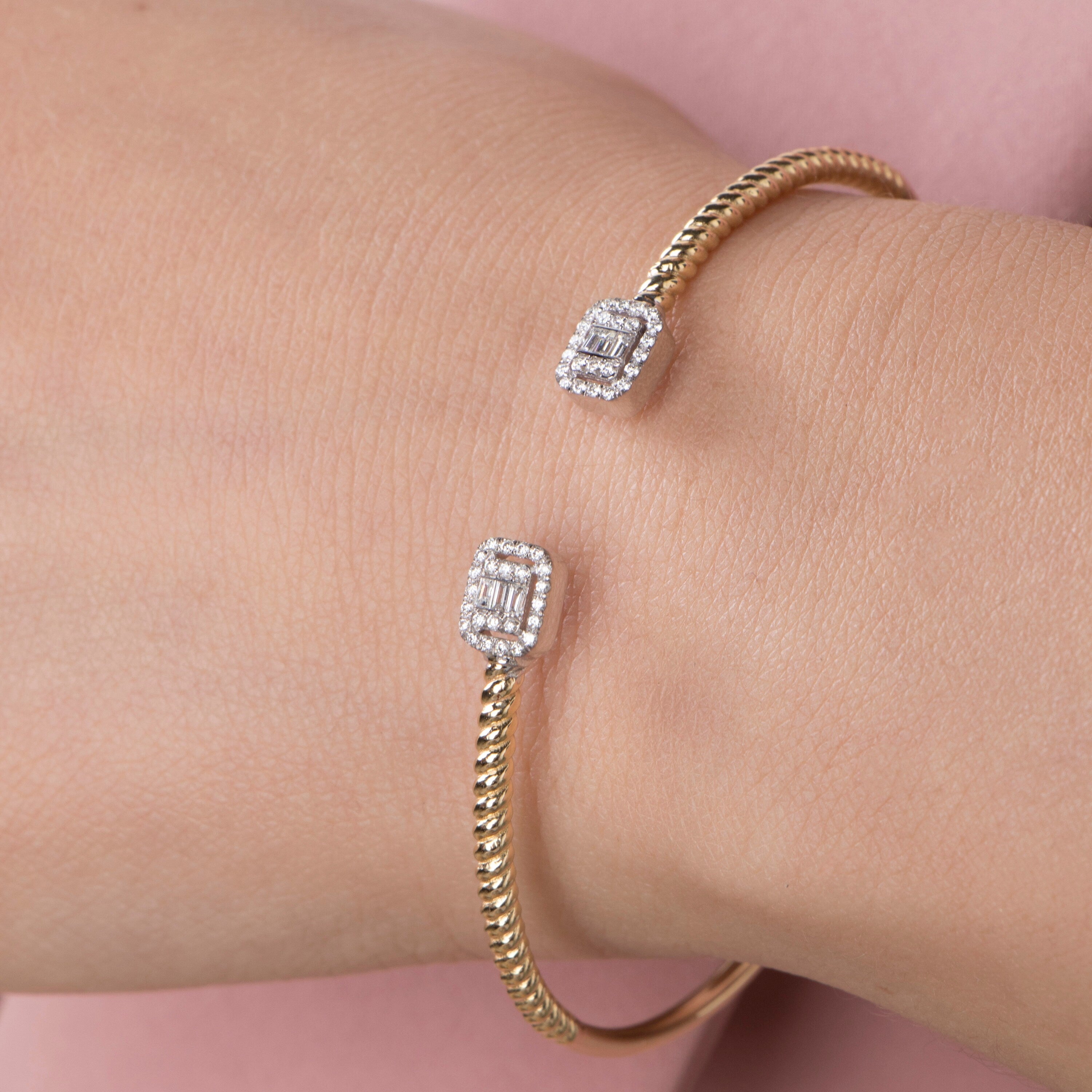 Diamond Open Cuff Bracelet in 14K Gold