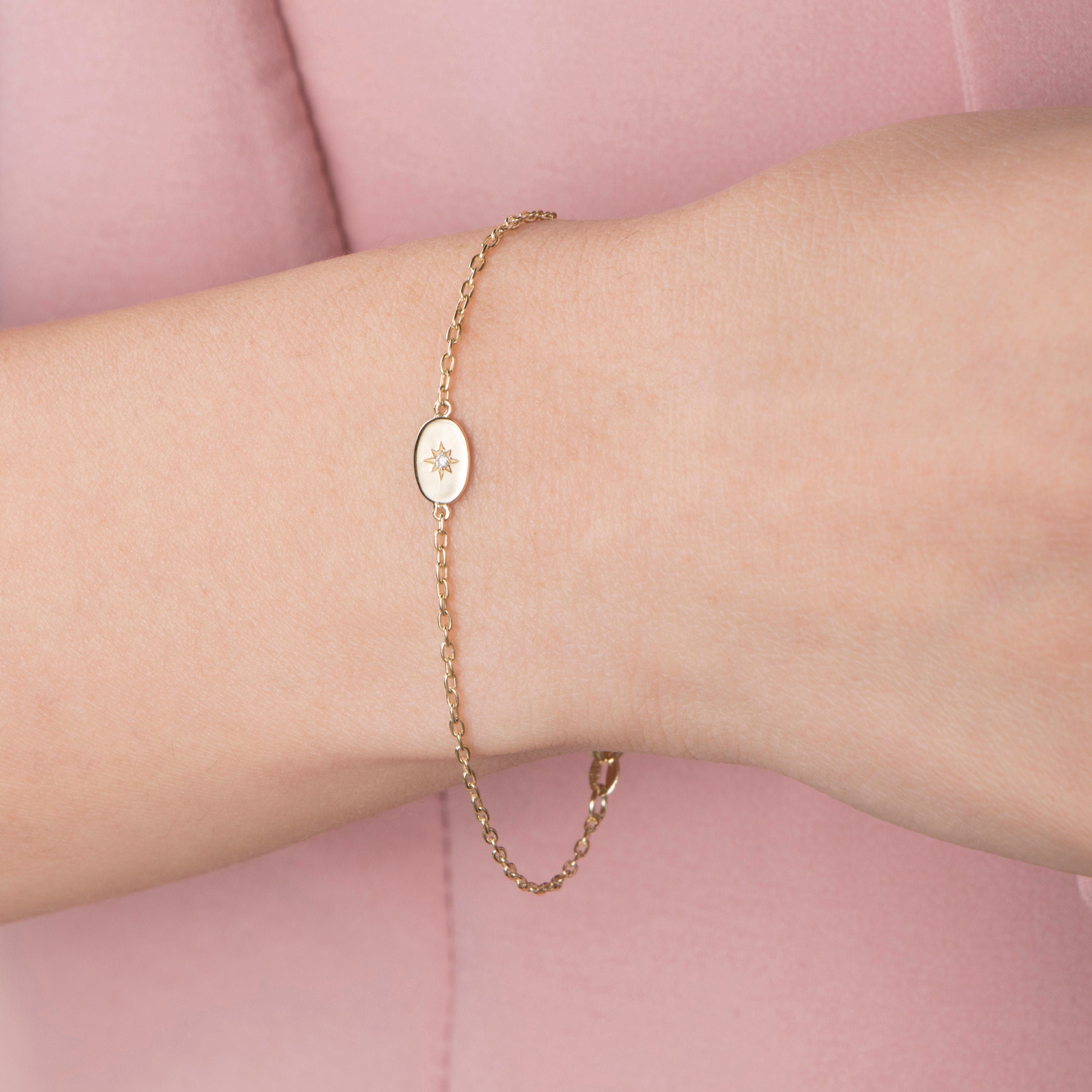 Minimal Diamond North Star Bracelet in 14K Gold