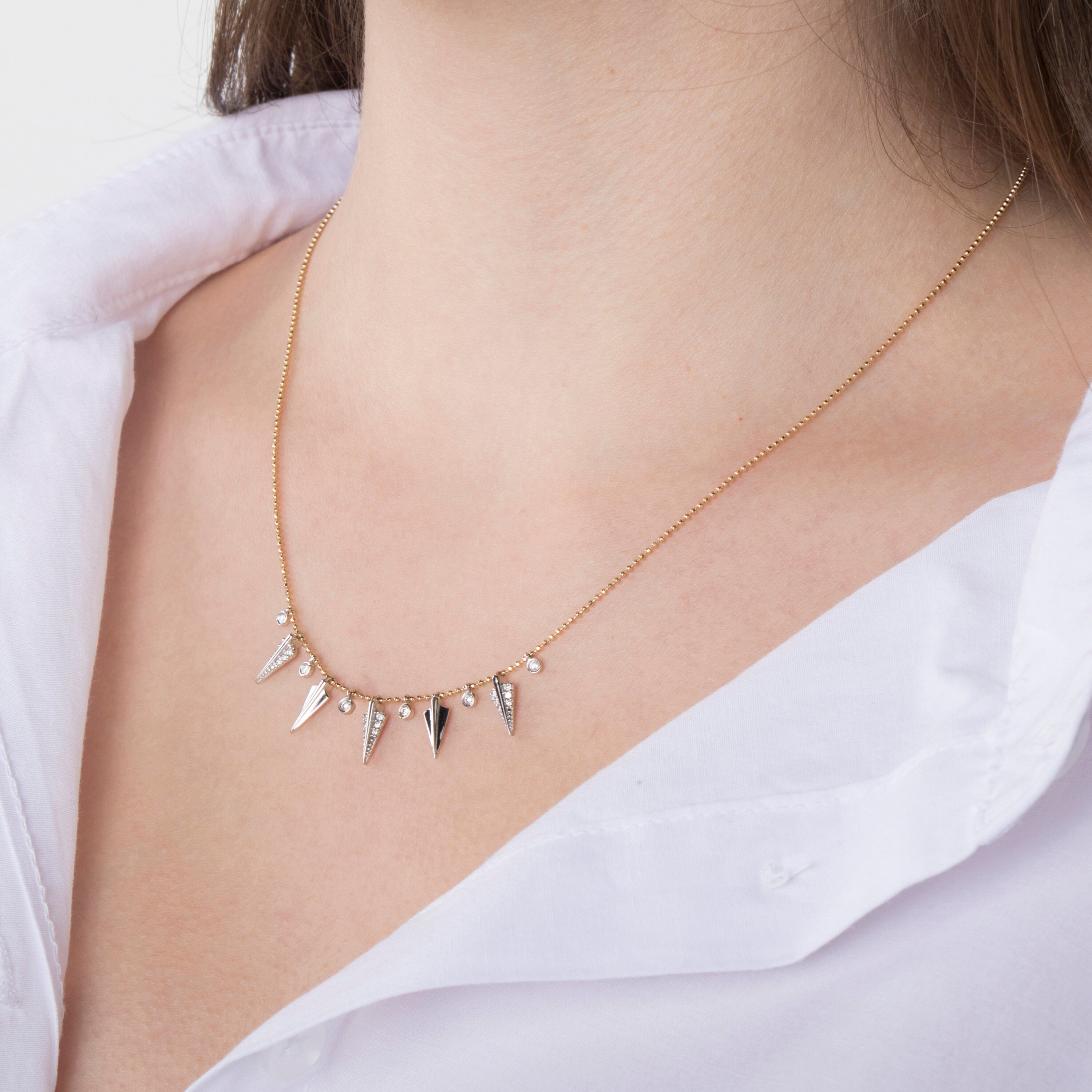 Diamond Spike Station Necklace