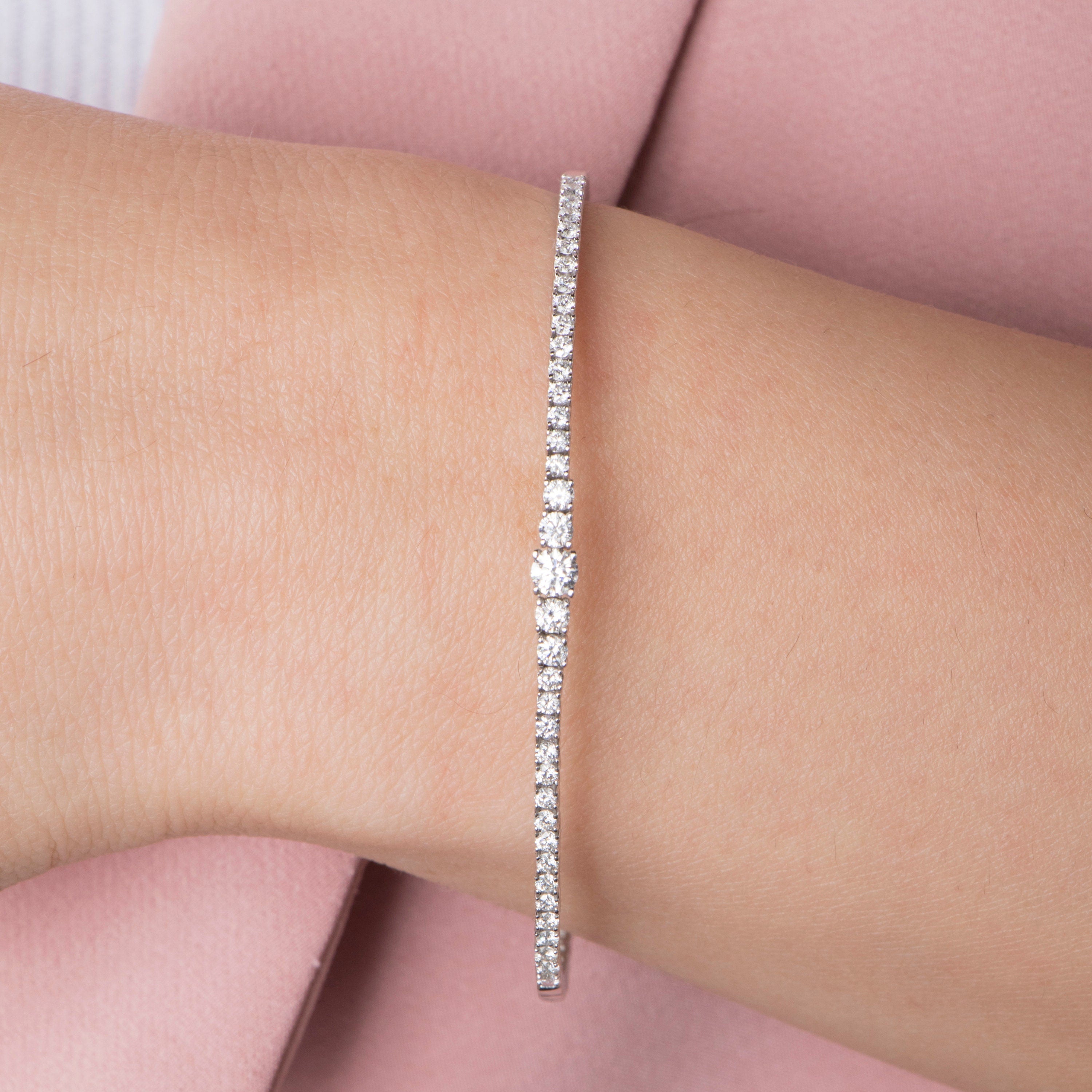 Graduated Diamond Bangle Available in 14K and 18K Gold