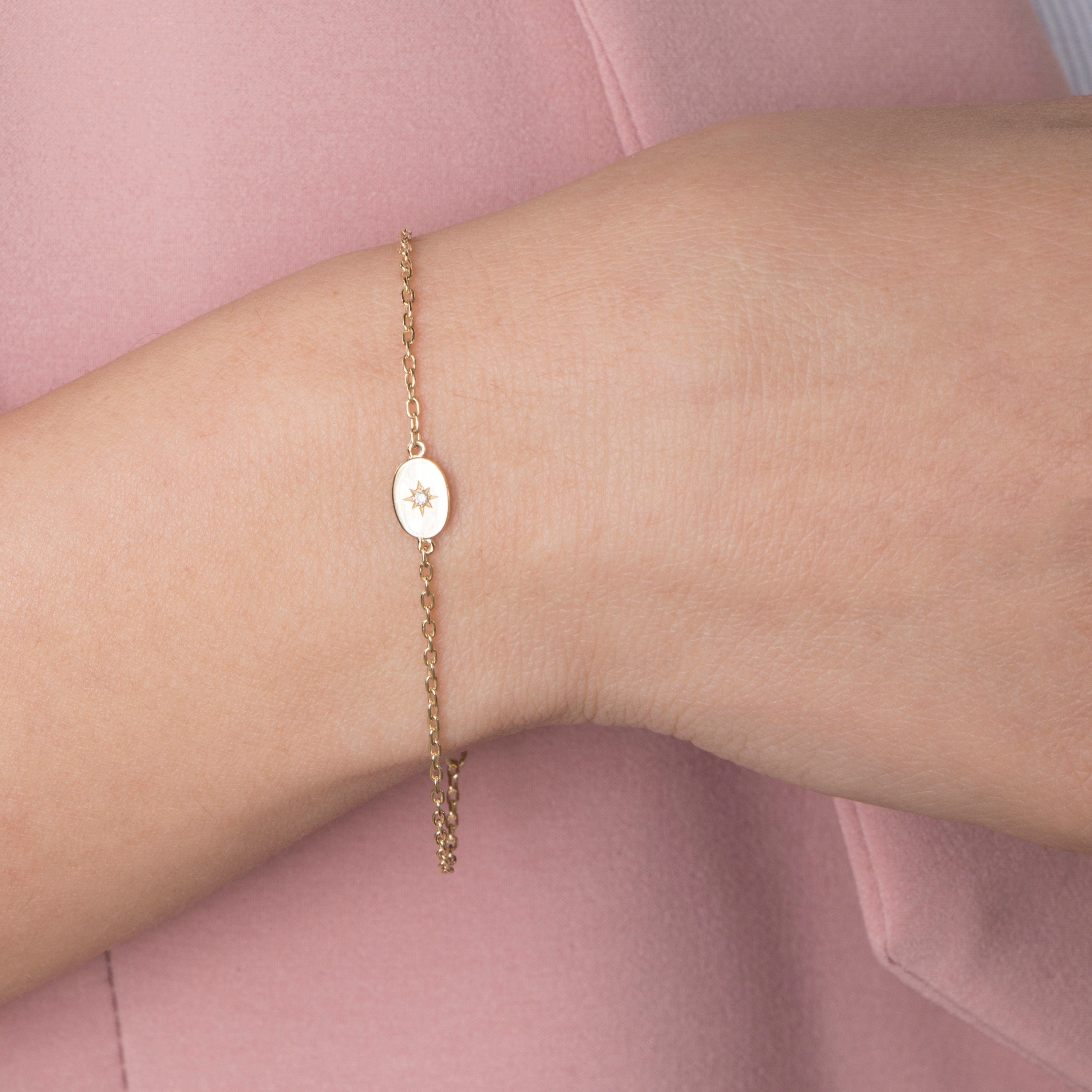 Minimal Diamond North Star Bracelet in 14K Gold