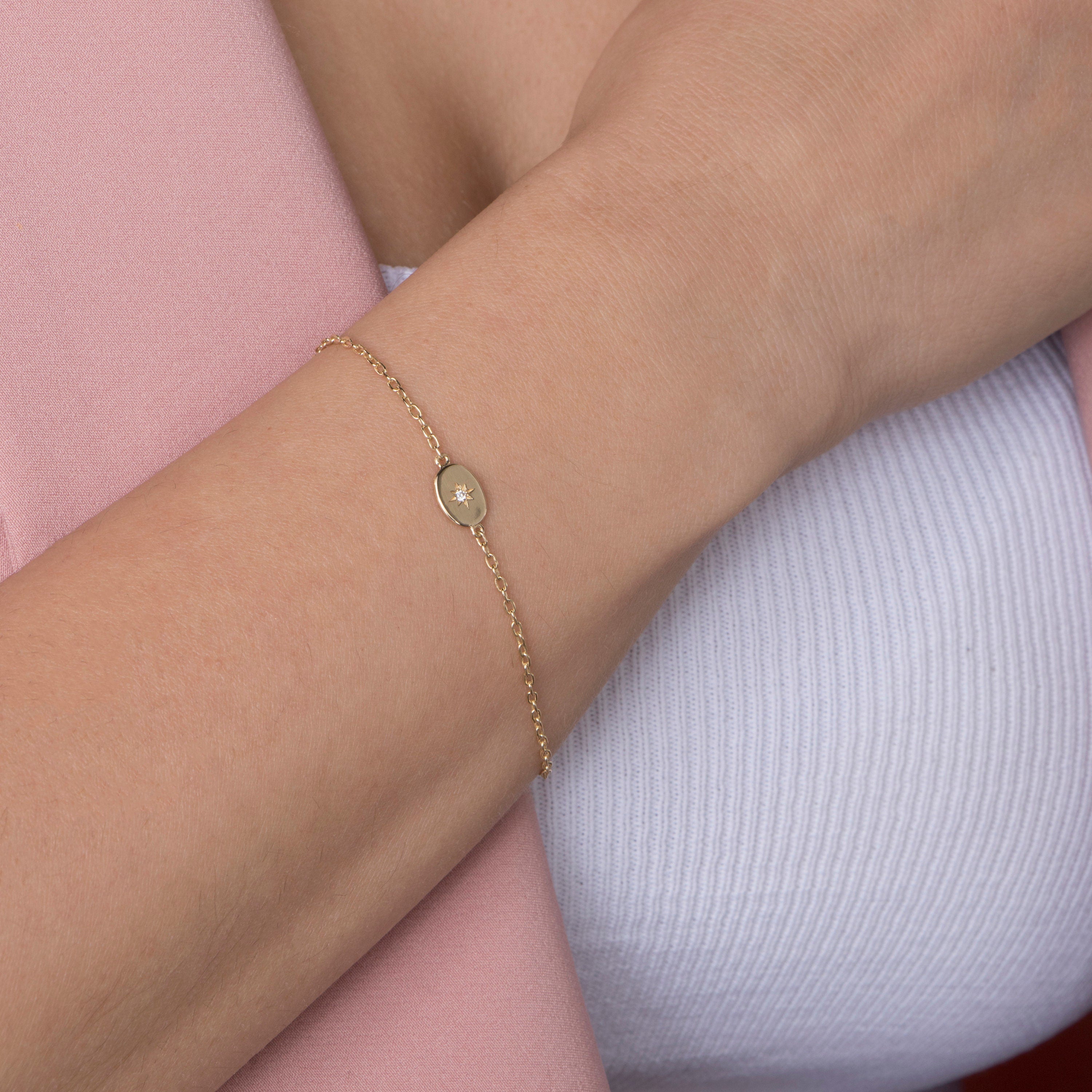 Minimal Diamond North Star Bracelet in 14K Gold