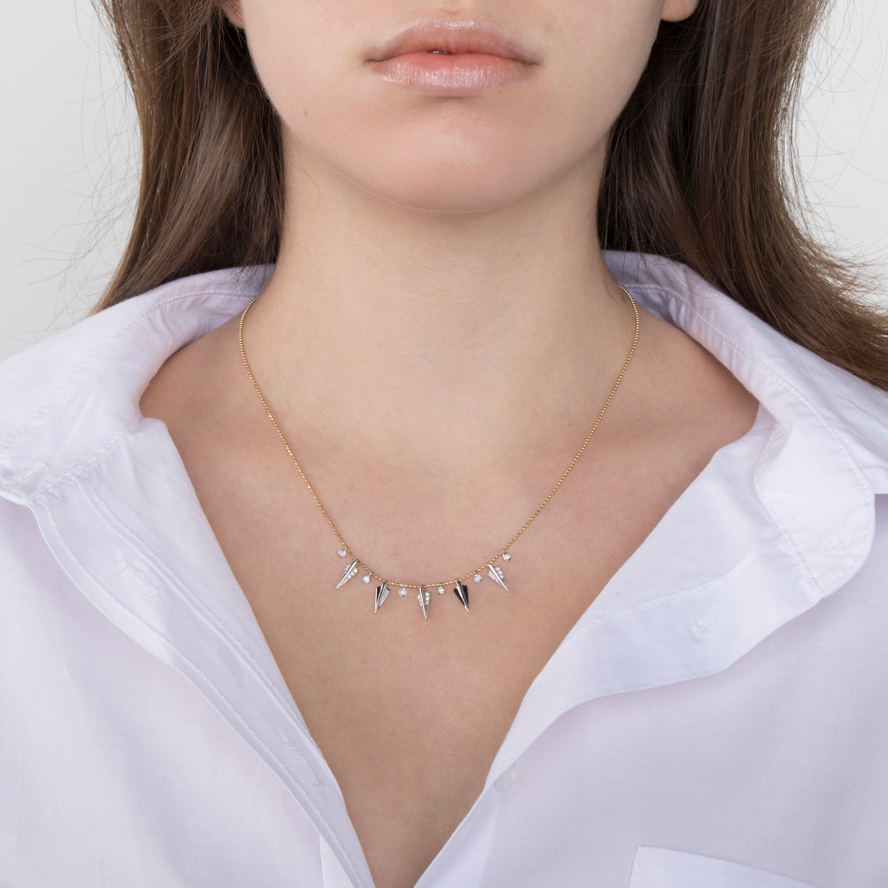 Diamond Spike Station Necklace