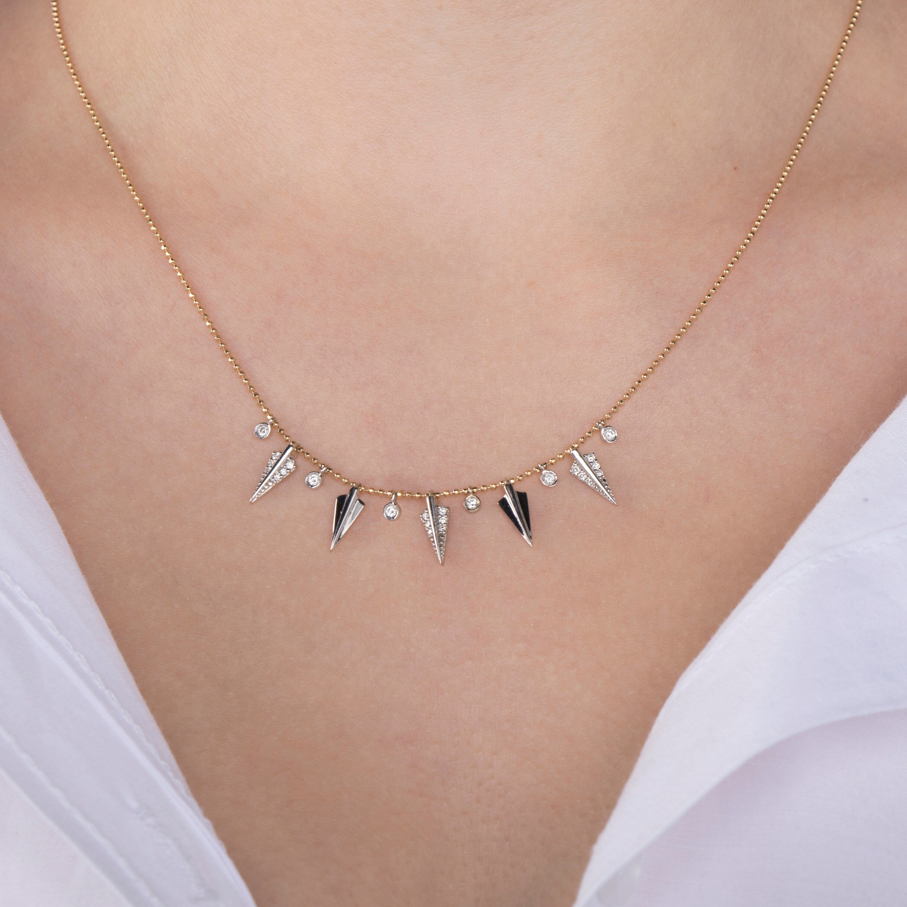 Diamond Spike Station Necklace