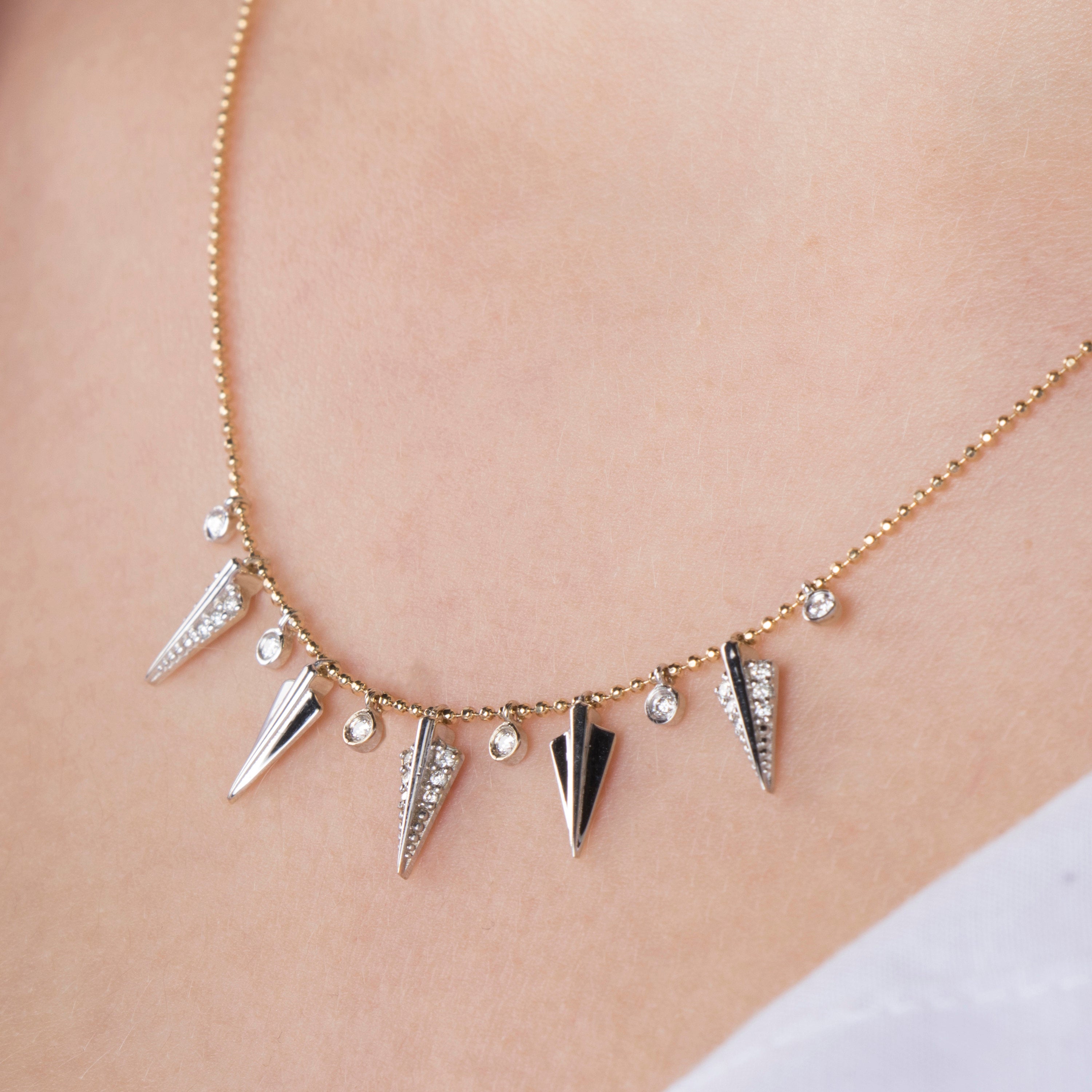 Diamond Spike Station Necklace