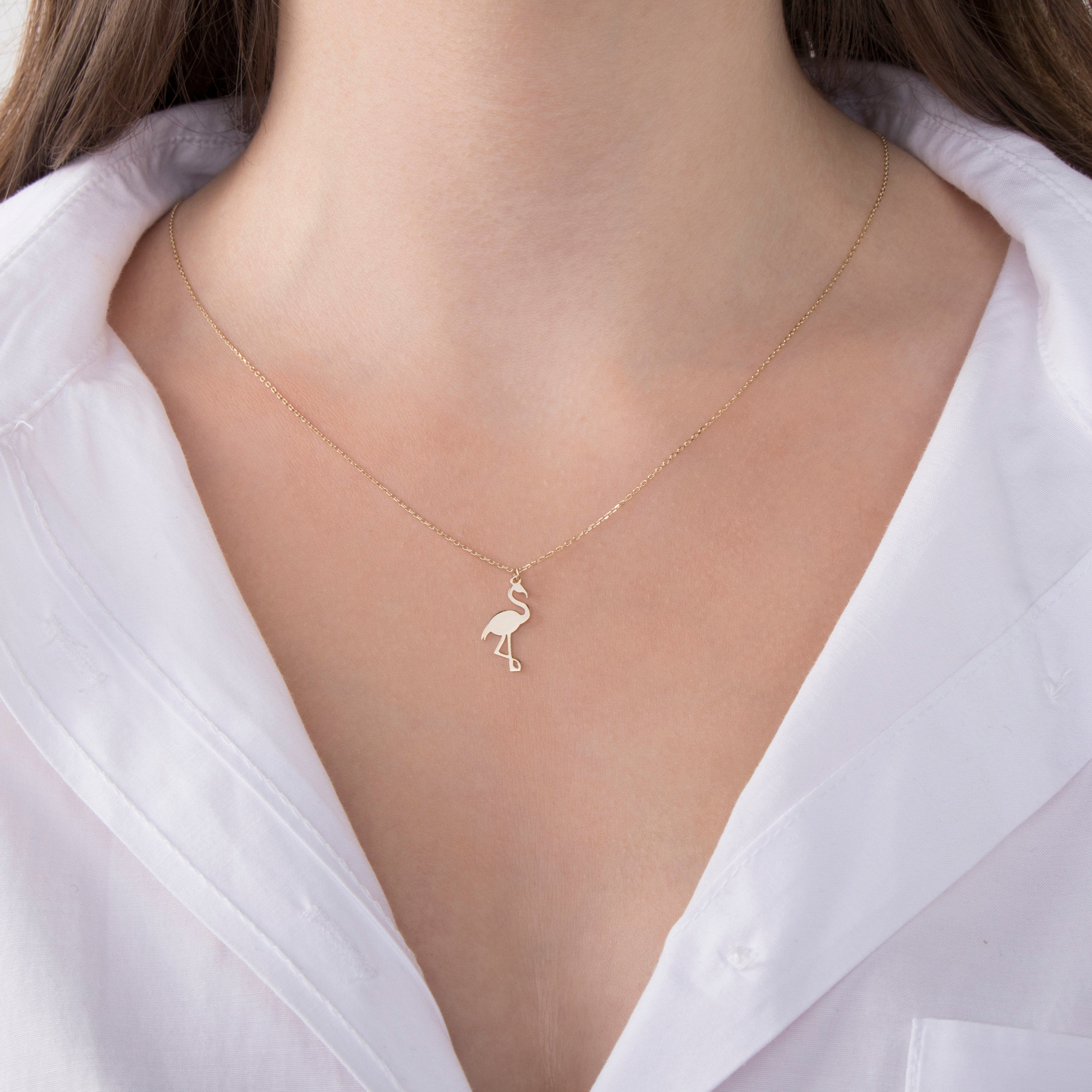 Flamingo Pendant in 14K Gold